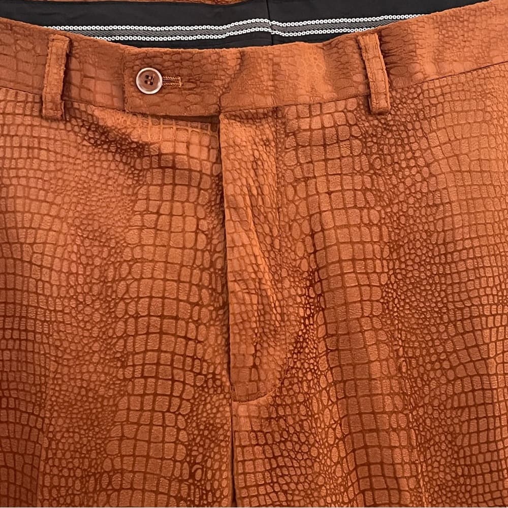 Men's Brown Snakeskin Textured Pants in size 40 - Thumbnail 2