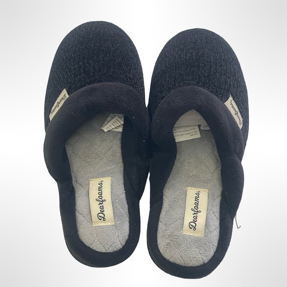 Black Dearfoams Comfy Slippers size 5.5 - Thumbnail 3