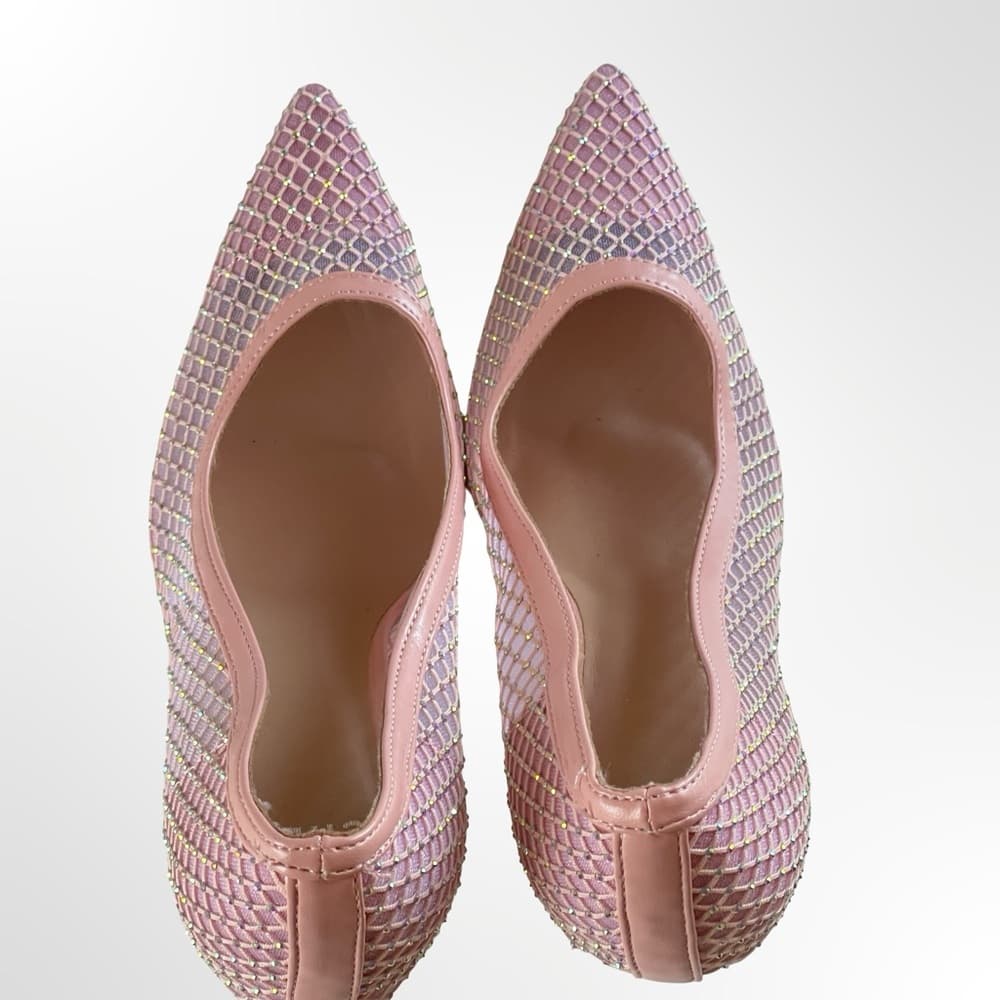 Chase+Chloe Blush Pink Mesh Pointed-Toe Stiletto Pumps - 8.5 - Thumbnail 5
