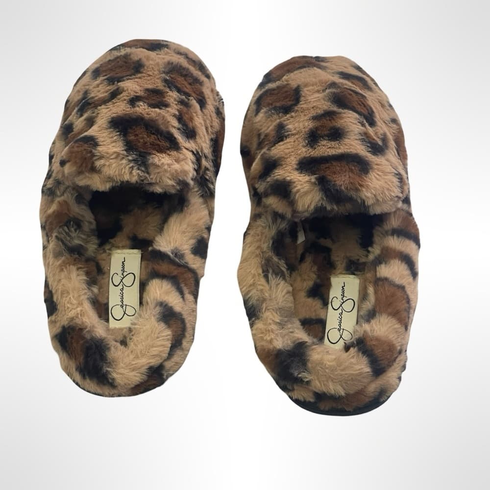 Jessica Simpson Leopard Print Fuzzy Slippers size 7.5 - Thumbnail 2
