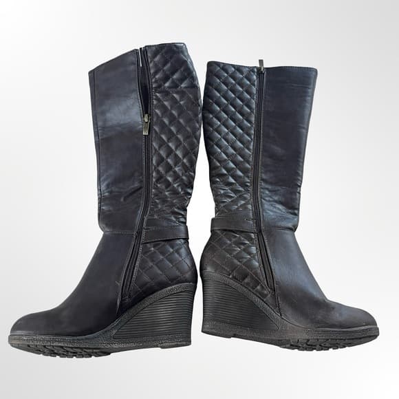Vapose NY Brown Quilted Wedge Boots in size 8 - Thumbnail 10