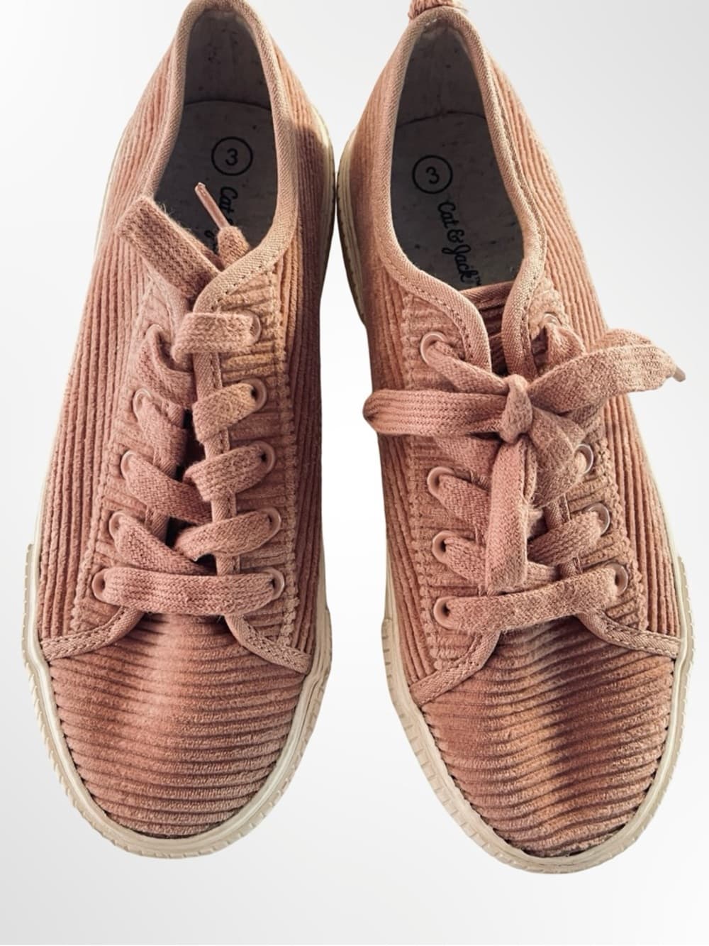 Cat & Jack Corduroy Lace-Up Sneakers in Dusty Pink size 3