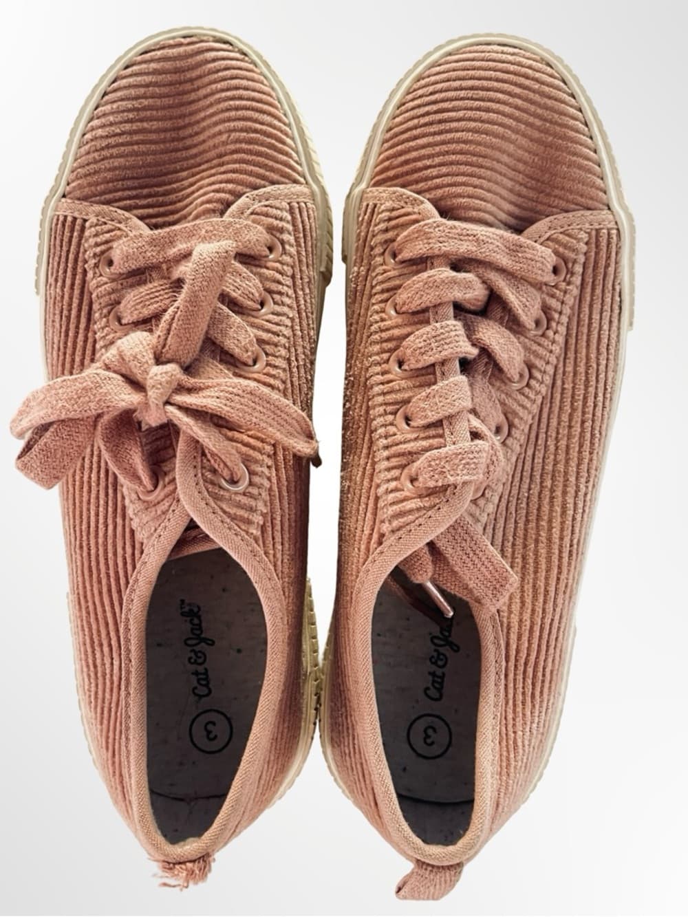 Cat & Jack Corduroy Lace-Up Sneakers in Dusty Pink size 3 - Thumbnail 4