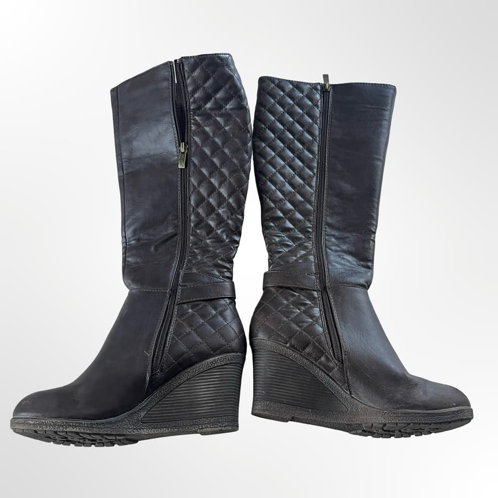 Vapose NY Brown Quilted Wedge Boots in size 8 - Thumbnail 9