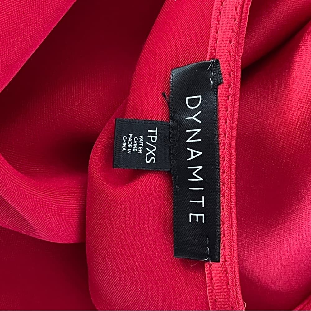 Dynamite Red Satin Tie-Front crop top in XS - Thumbnail 3
