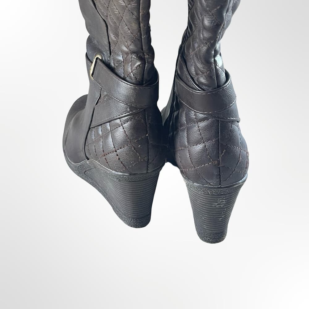Vapose NY Brown Quilted Wedge Boots in size 8 - Thumbnail 3