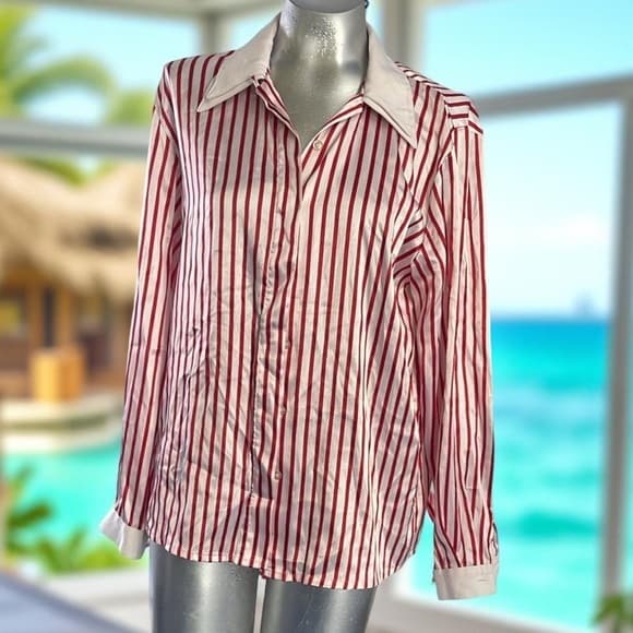 Christine Gerard Red and White Striped women's Shirt size 8 - Thumbnail 4