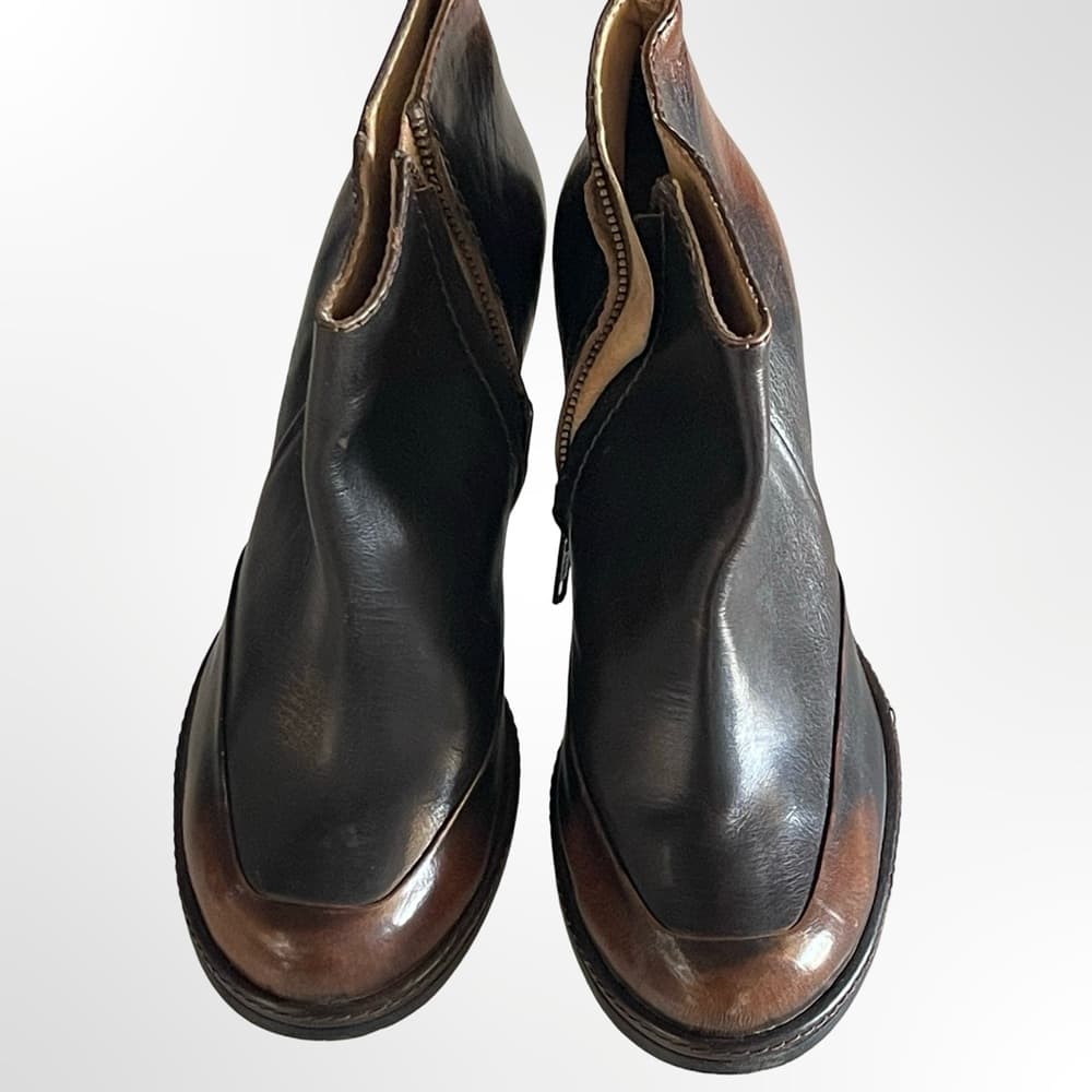Cotelac Two-Tone Leather Ankle Boot - Black & Brown in size 39