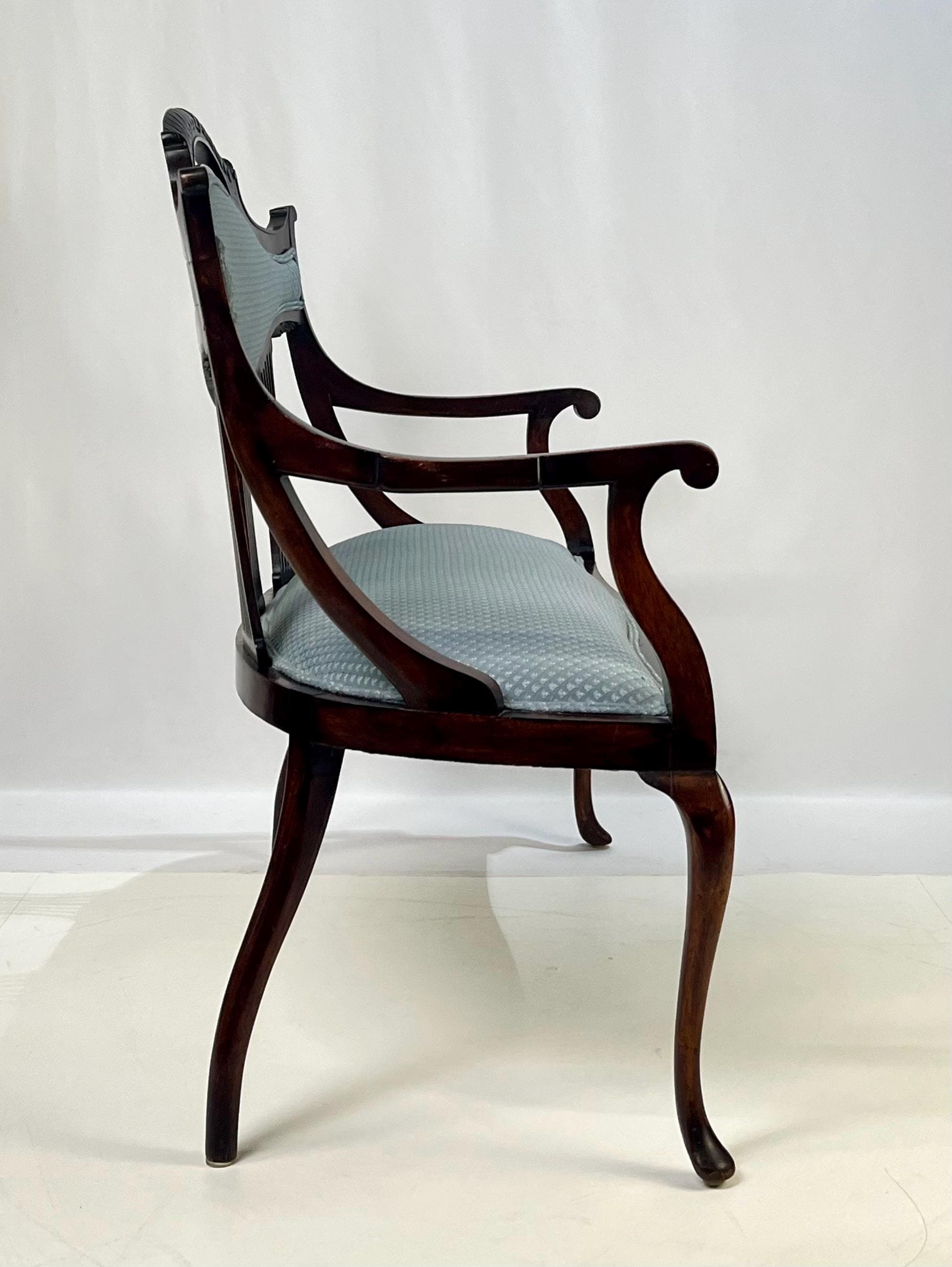 Antique Classical Mahogany Lyre-Back Settee - Thumbnail 4