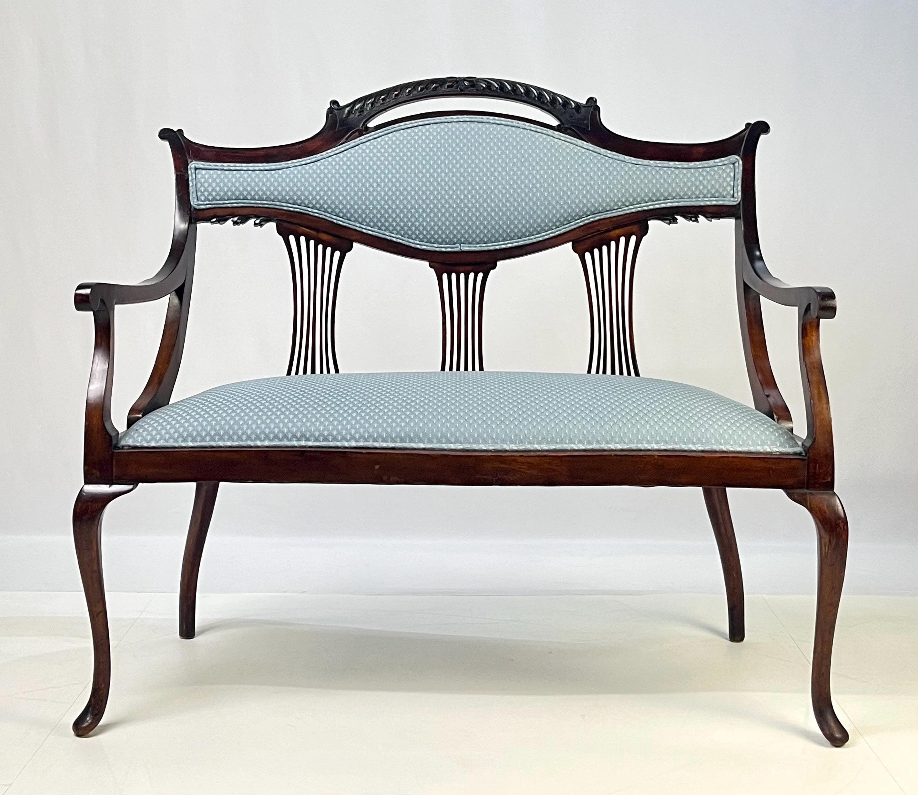 Antique Classical Mahogany Lyre-Back Settee