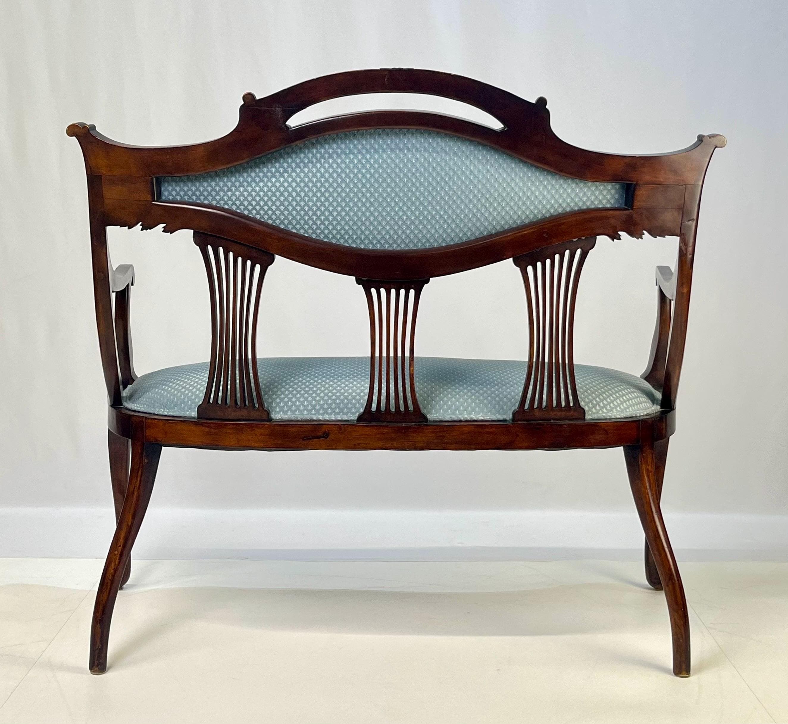 Antique Classical Mahogany Lyre-Back Settee - Thumbnail 6