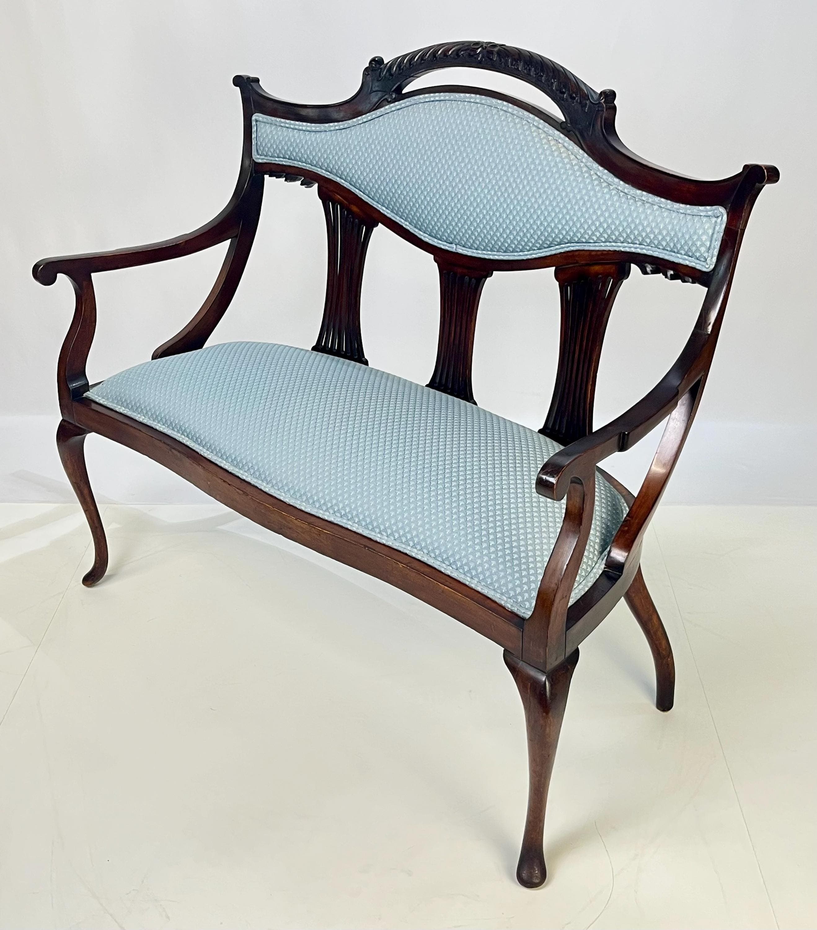 Antique Classical Mahogany Lyre-Back Settee - Thumbnail 7