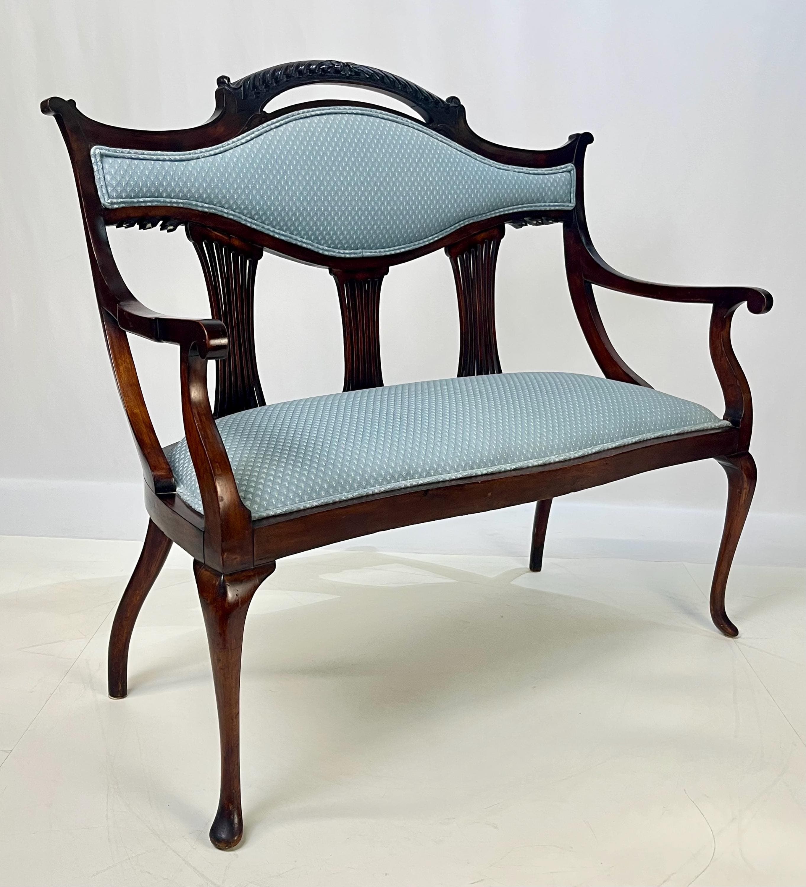 Antique Classical Mahogany Lyre-Back Settee - Thumbnail 3