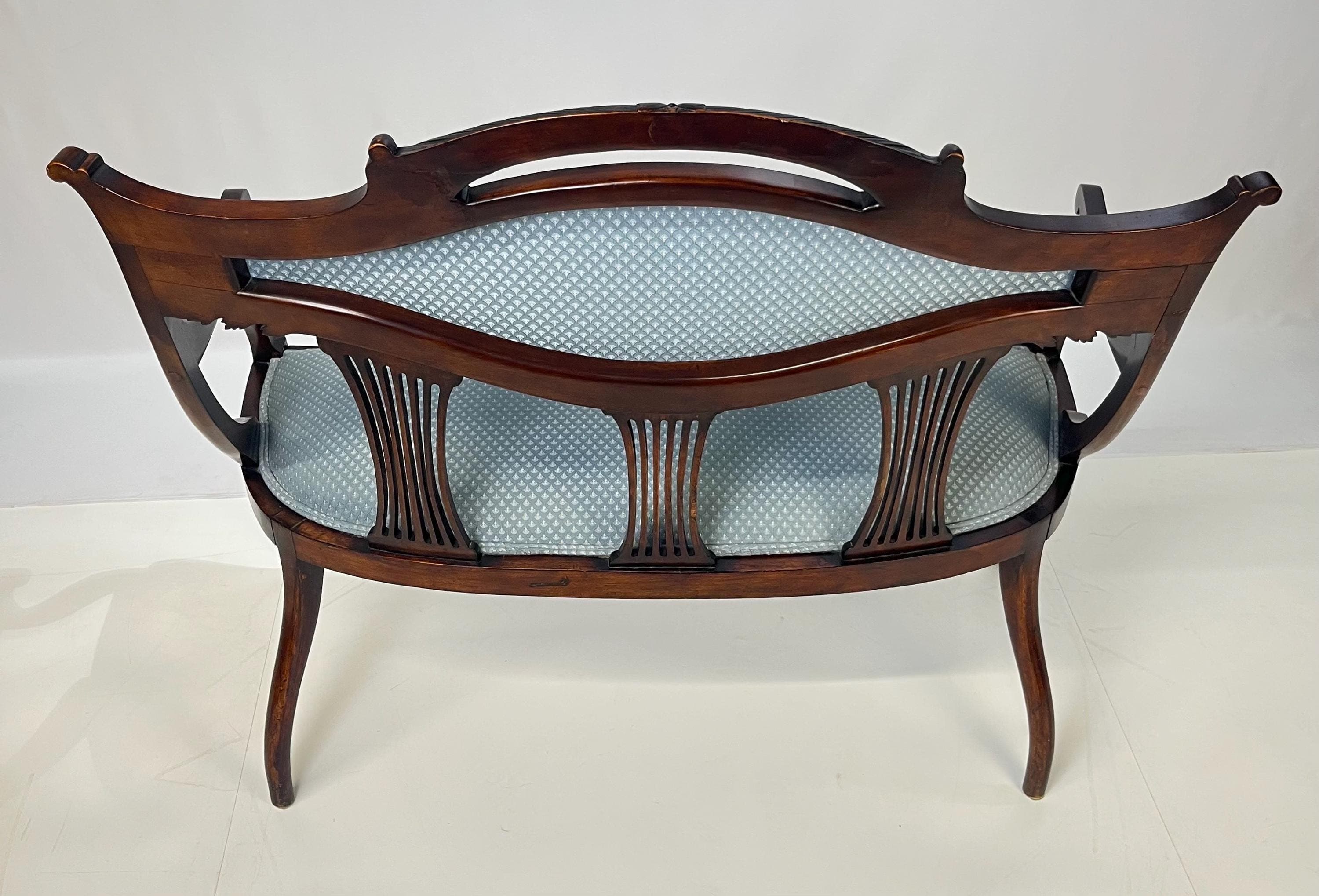 Antique Classical Mahogany Lyre-Back Settee - Thumbnail 11