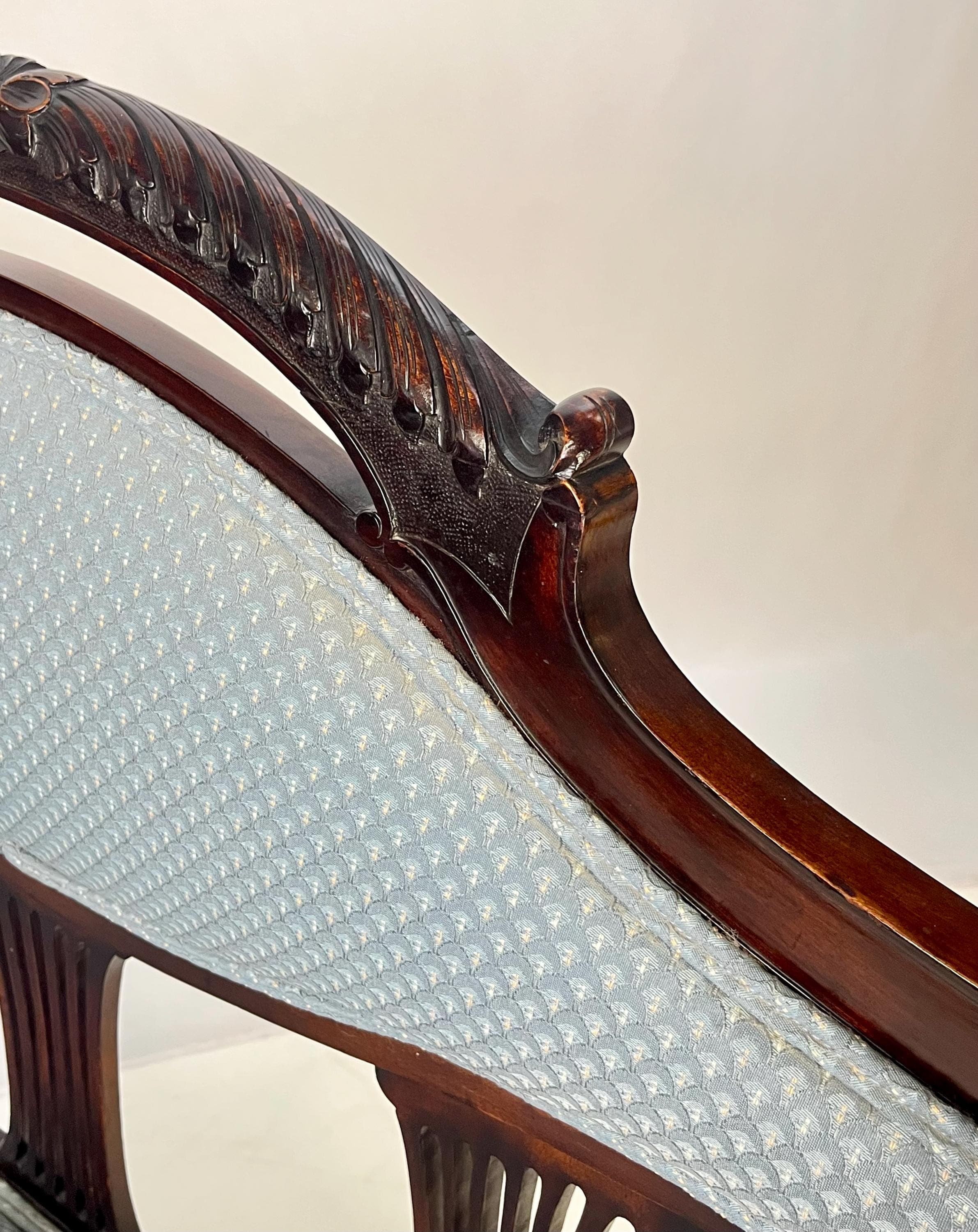 Antique Classical Mahogany Lyre-Back Settee - Thumbnail 12