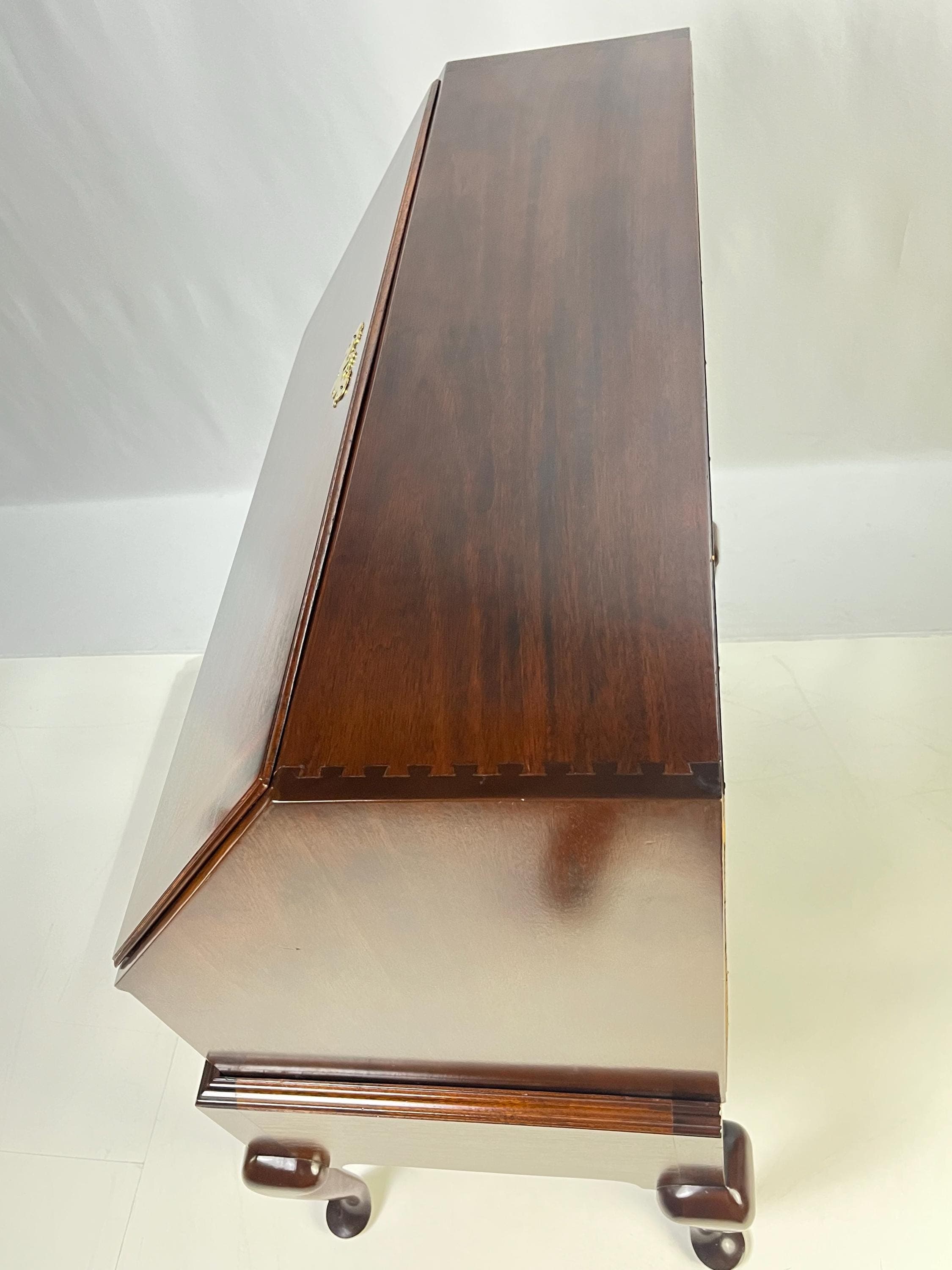 Vintage Queen Anne Style Mahogany Slant-Front Bureau Secretary Desk - Thumbnail 17