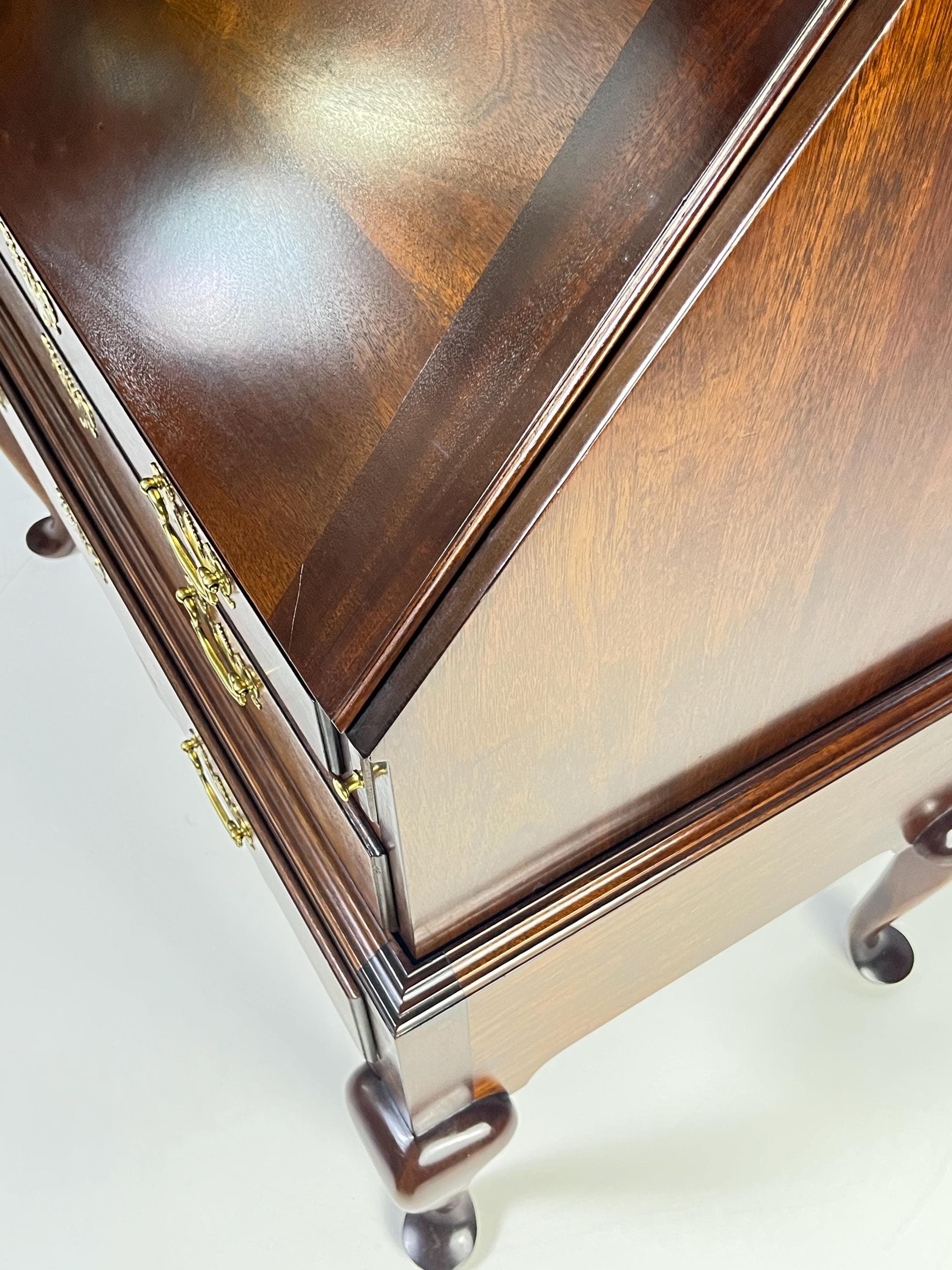 Vintage Queen Anne Style Mahogany Slant-Front Bureau Secretary Desk - Thumbnail 13
