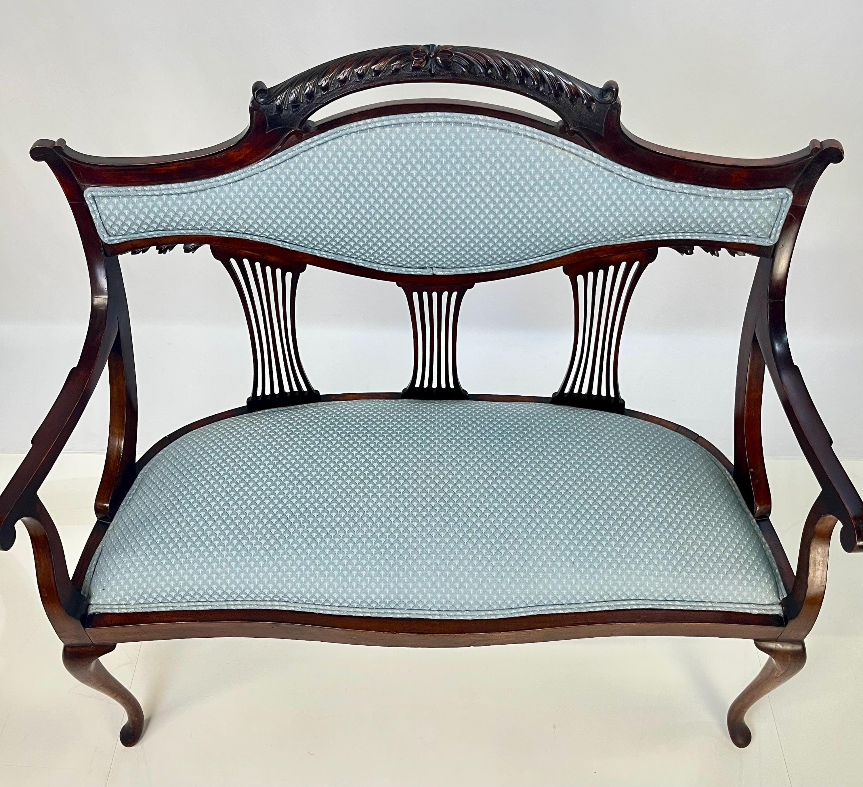 Antique Classical Mahogany Lyre-Back Settee - Thumbnail 14