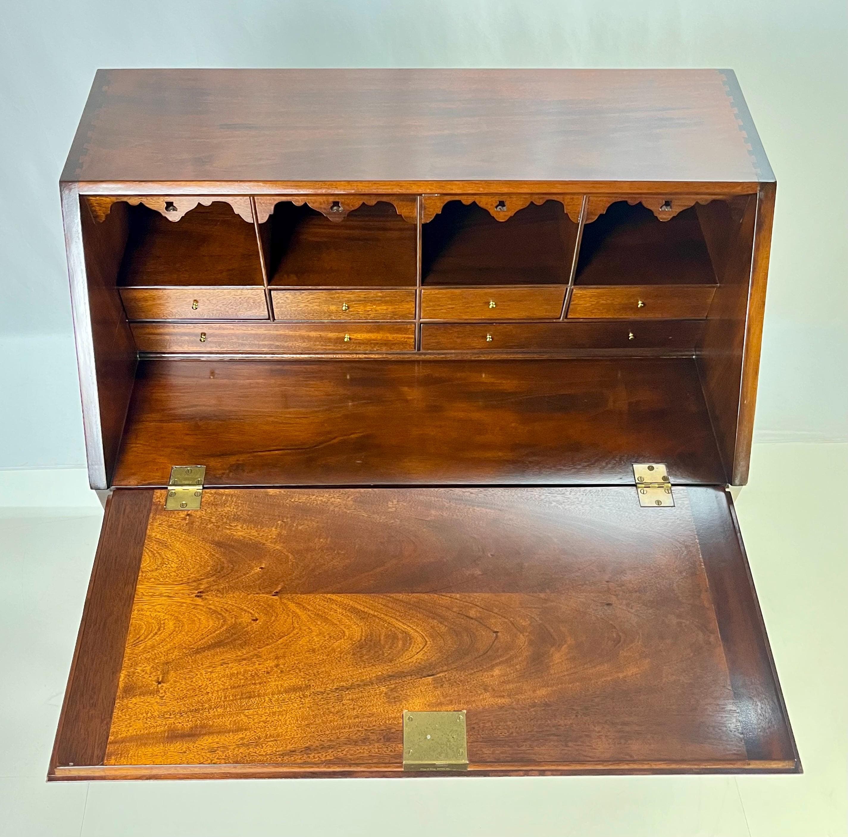 Vintage Queen Anne Style Mahogany Slant-Front Bureau Secretary Desk - Thumbnail 10