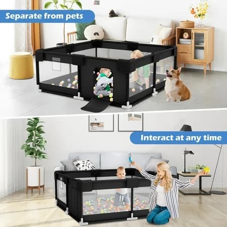 Black Baby Playpen with Balls and Carry Bag - Thumbnail 5