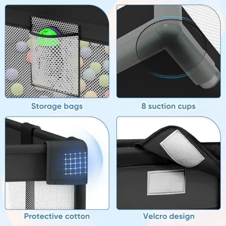 Black Baby Playpen with Balls and Carry Bag - Thumbnail 2