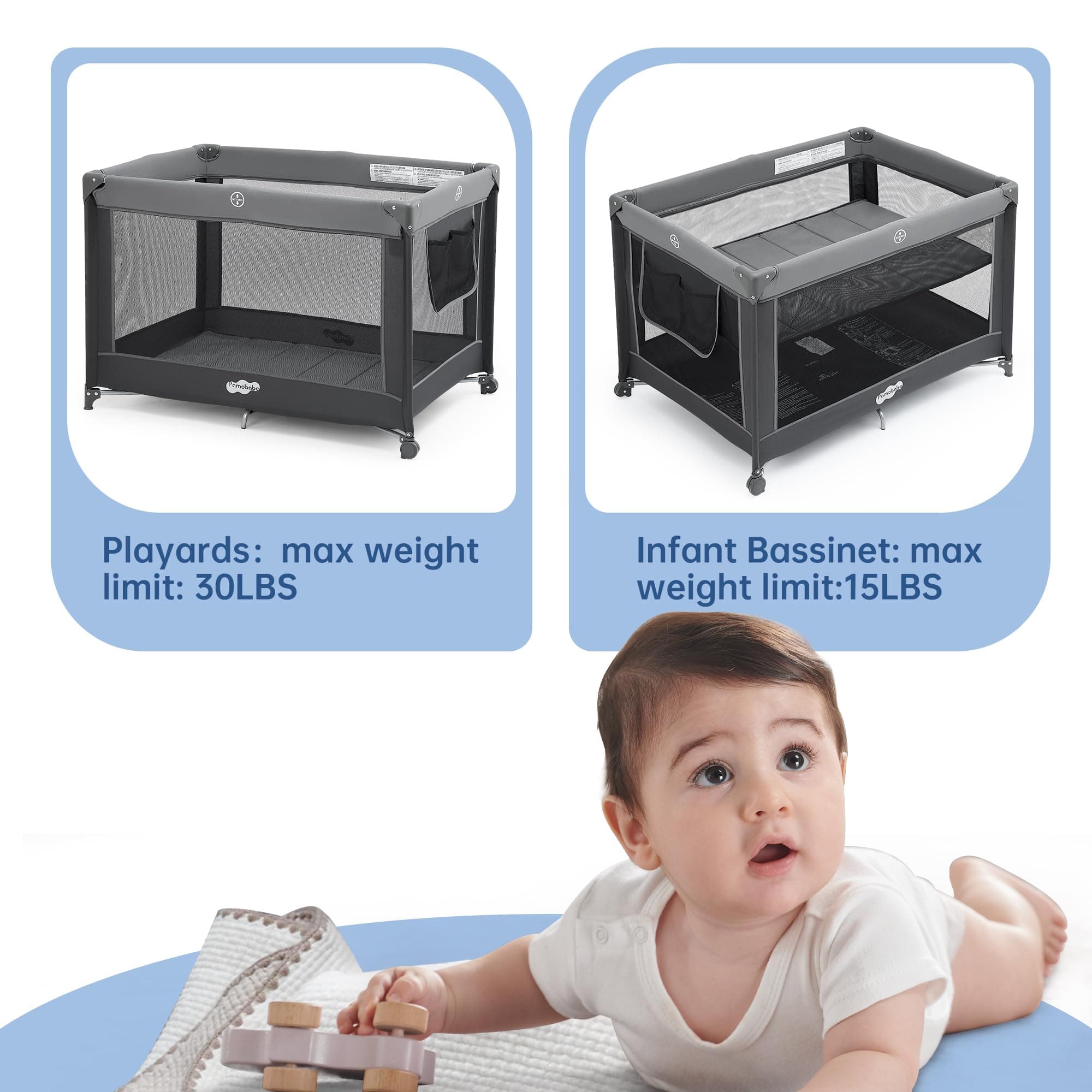 Portable Playpen Foldable Playard Portable Crib for Baby and Toddlers - Thumbnail 6