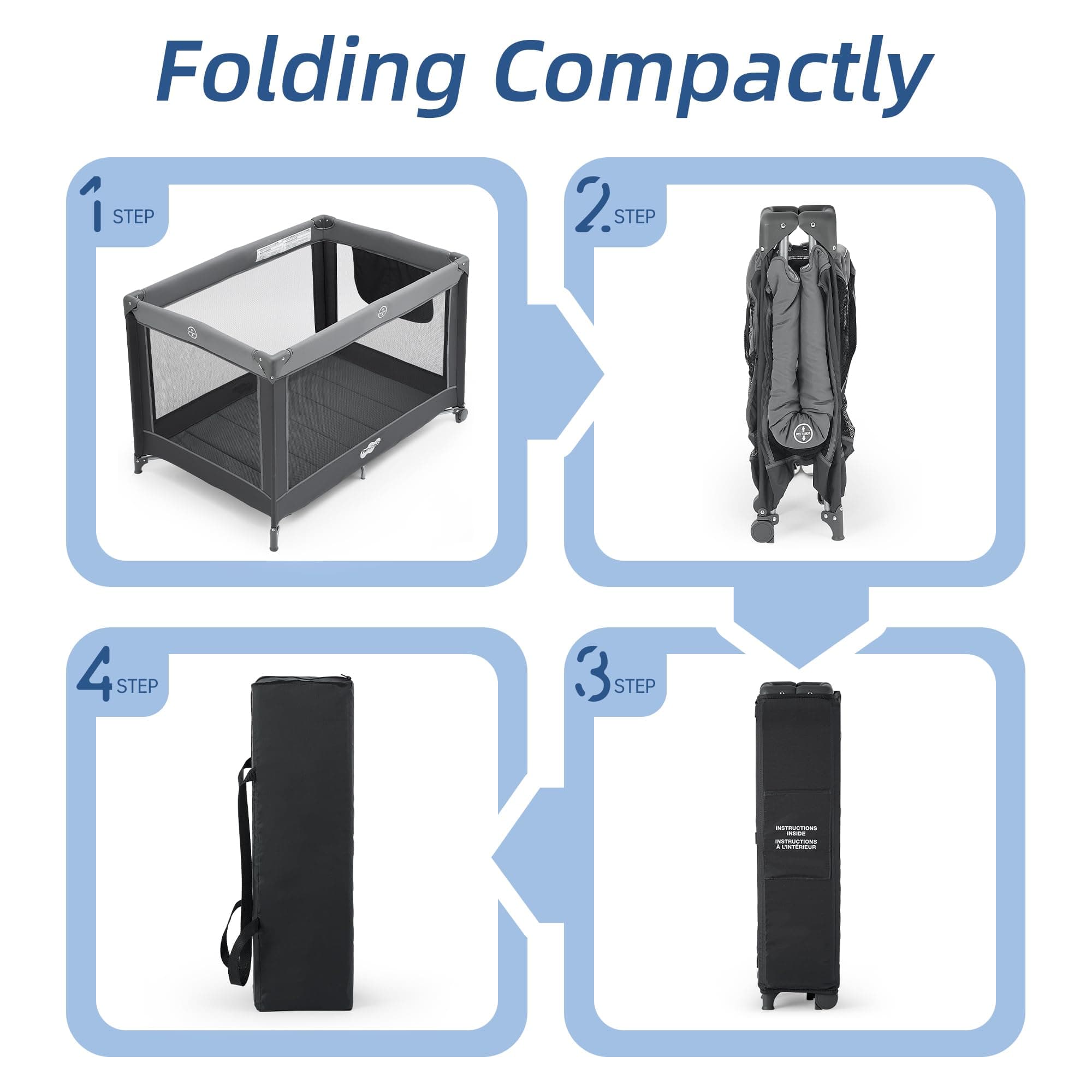 Portable Playpen Foldable Playard Portable Crib for Baby and Toddlers - Thumbnail 8