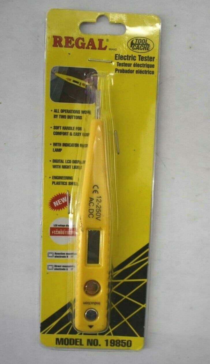 Regal 19850 Voltage Tester 12-250V AC/DC Digital LCD Display Plastic Shell
