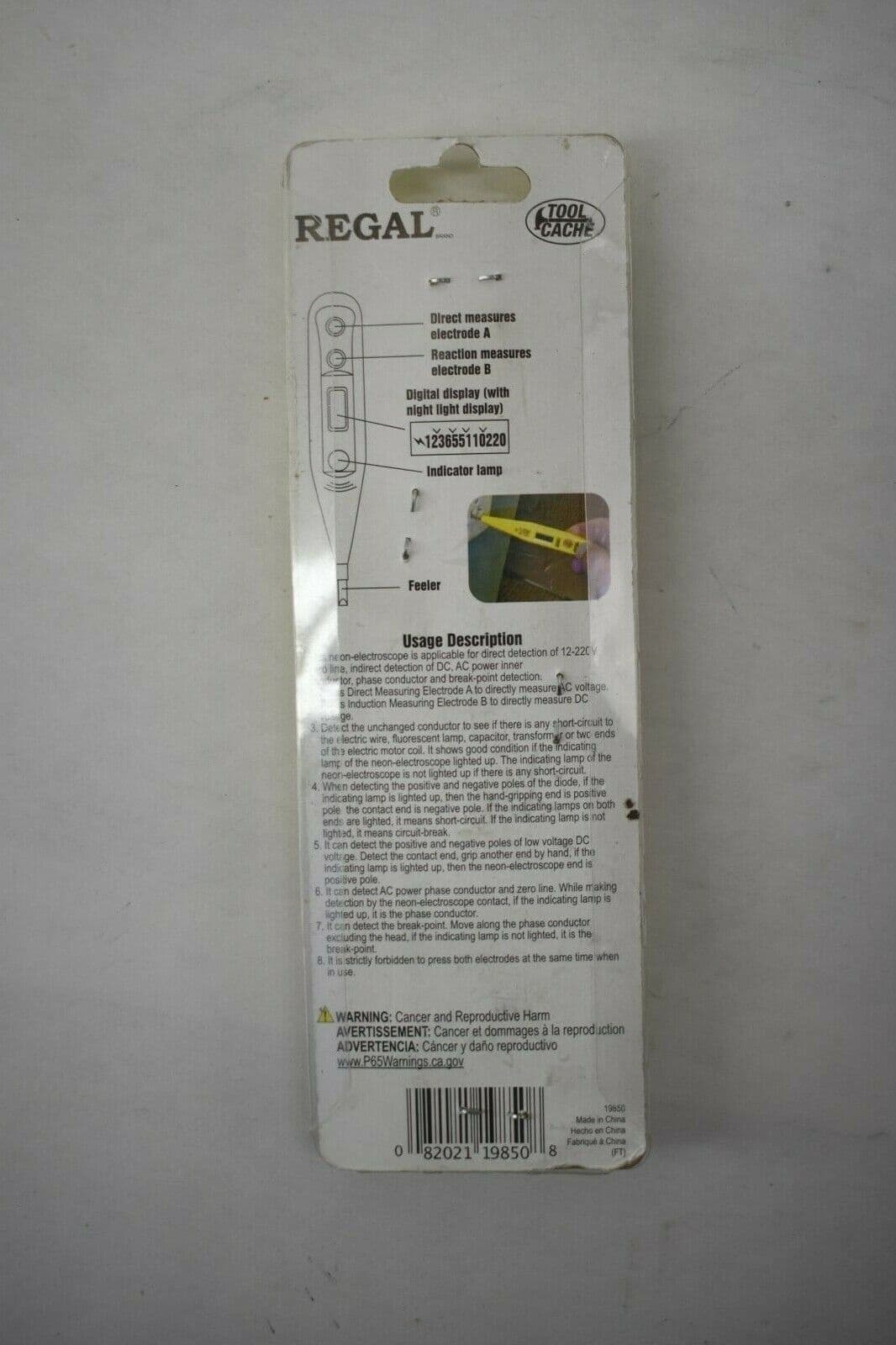 Regal 19850 Voltage Tester 12-250V AC/DC Digital LCD Display Plastic Shell - Thumbnail 5
