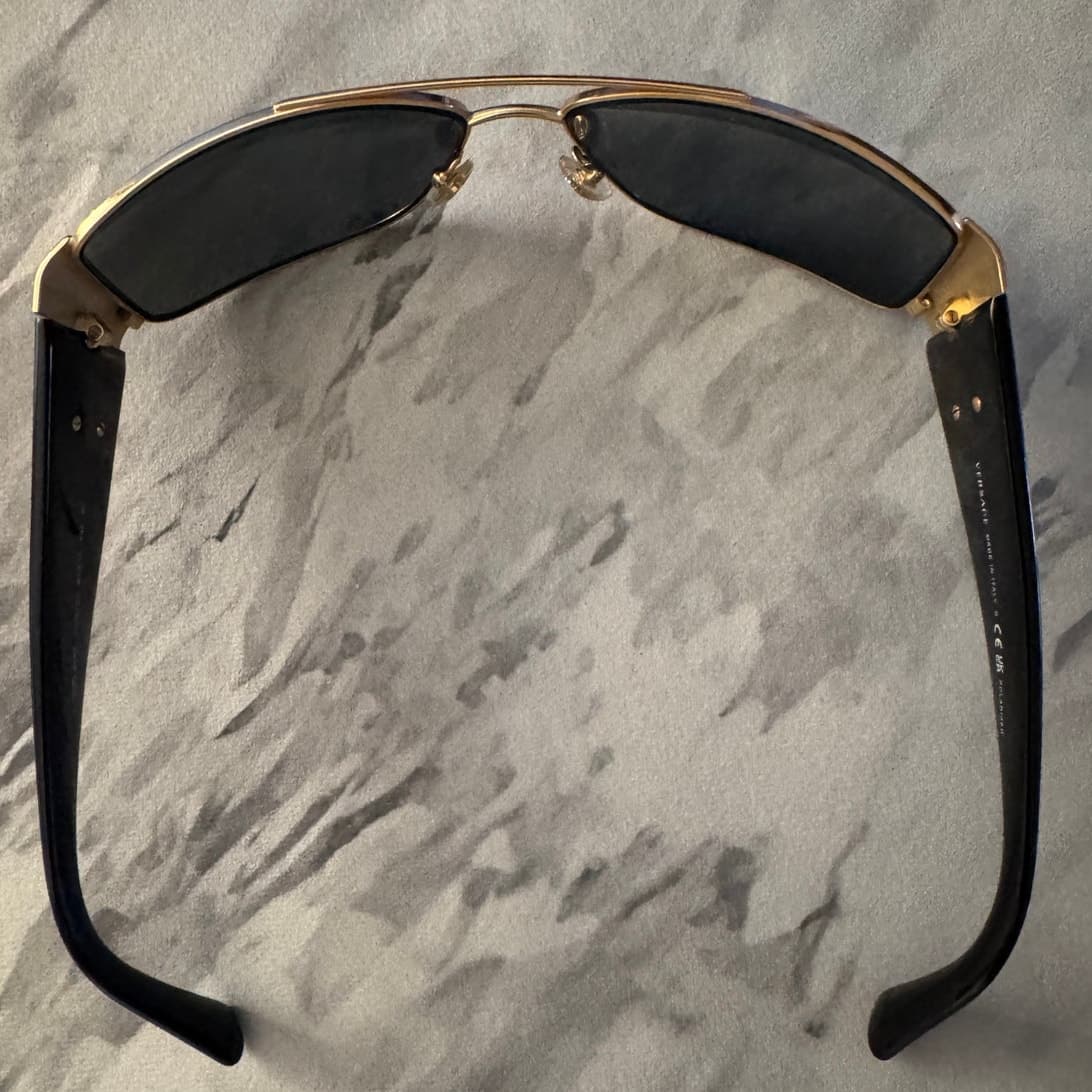 Versace Medusa Polarized Sunglasses Black Gold MOD 2163 Made in Italy - Thumbnail 2