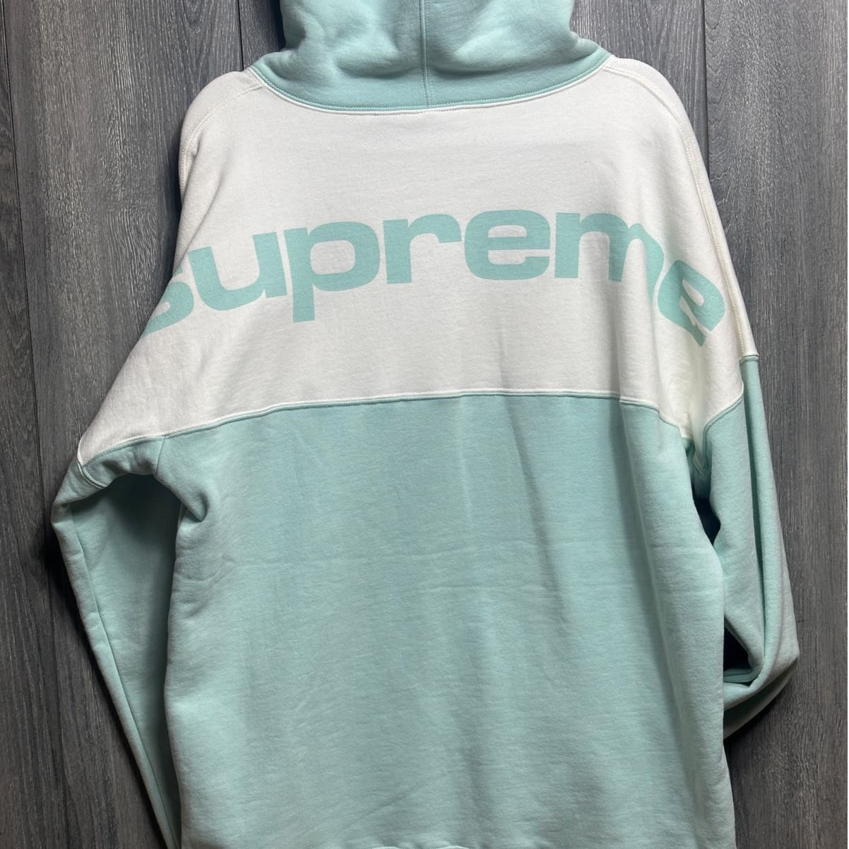 Supreme Split Logo Hoodie (Mint/White) - Thumbnail 3