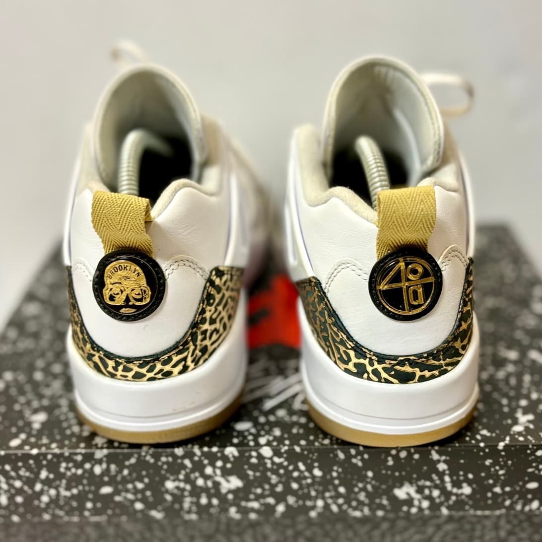 Nike Jordan Spizike Low White Gold Black Elephant Print Mens Size 10 With Box - Thumbnail 3