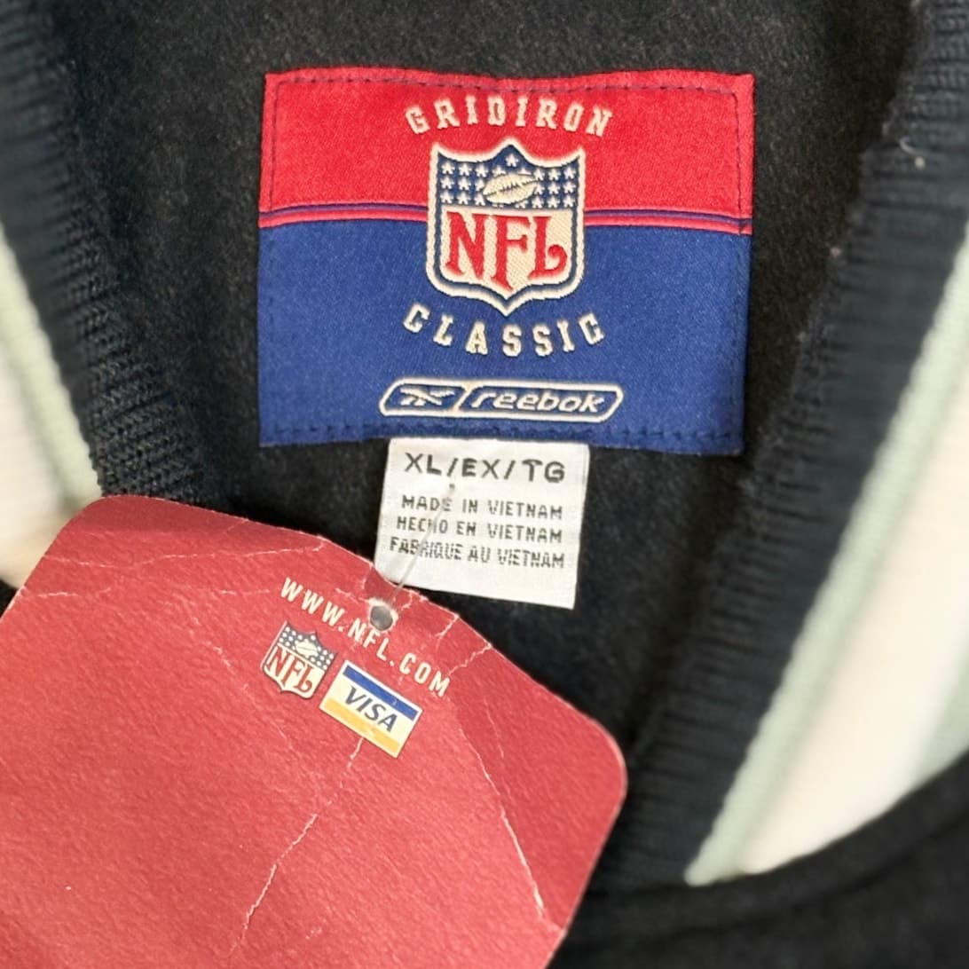 Las Vegas Raiders Varsity Jacket XL Reebok NFL Classic Black Grey Wool - Thumbnail 2