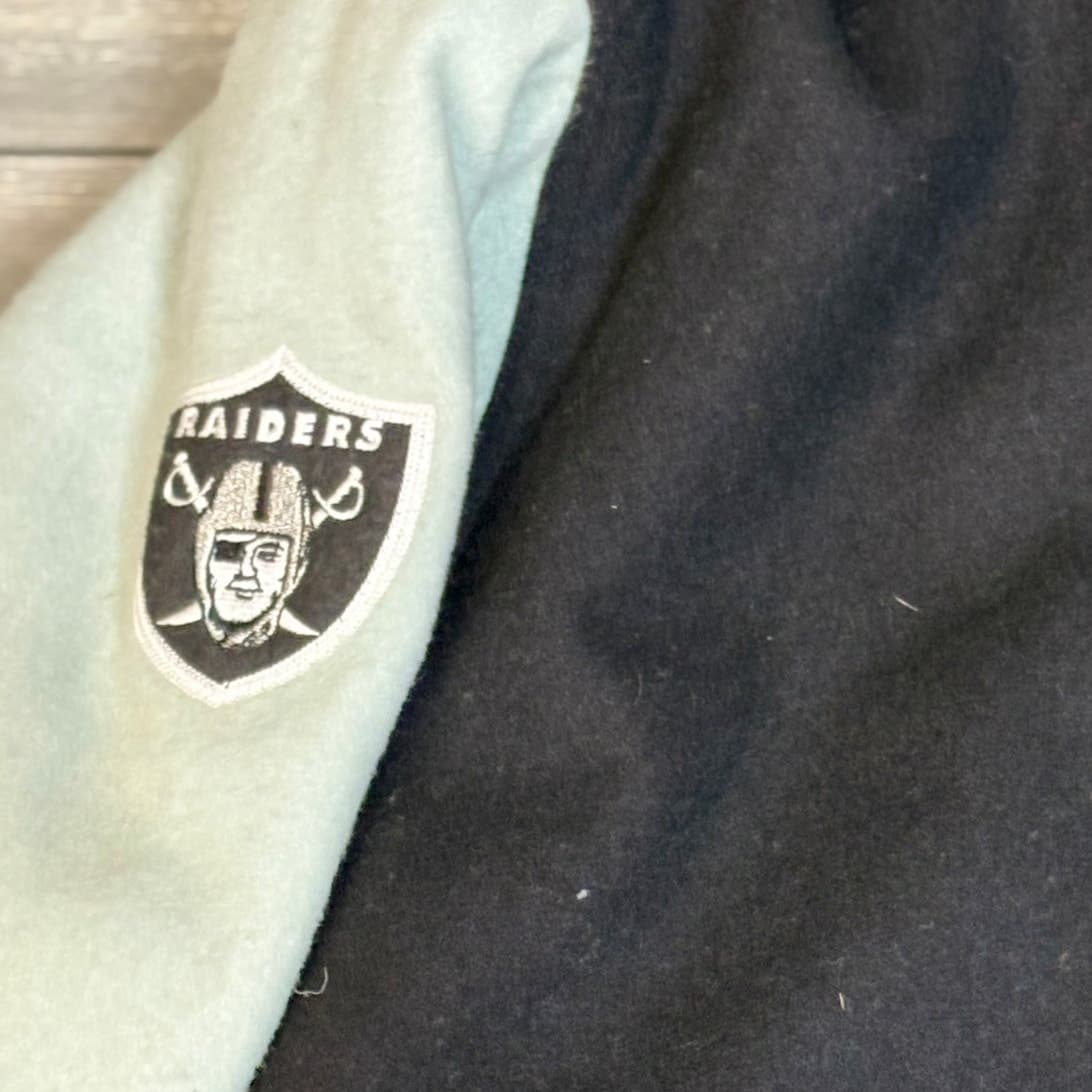 Las Vegas Raiders Varsity Jacket XL Reebok NFL Classic Black Grey Wool - Thumbnail 3