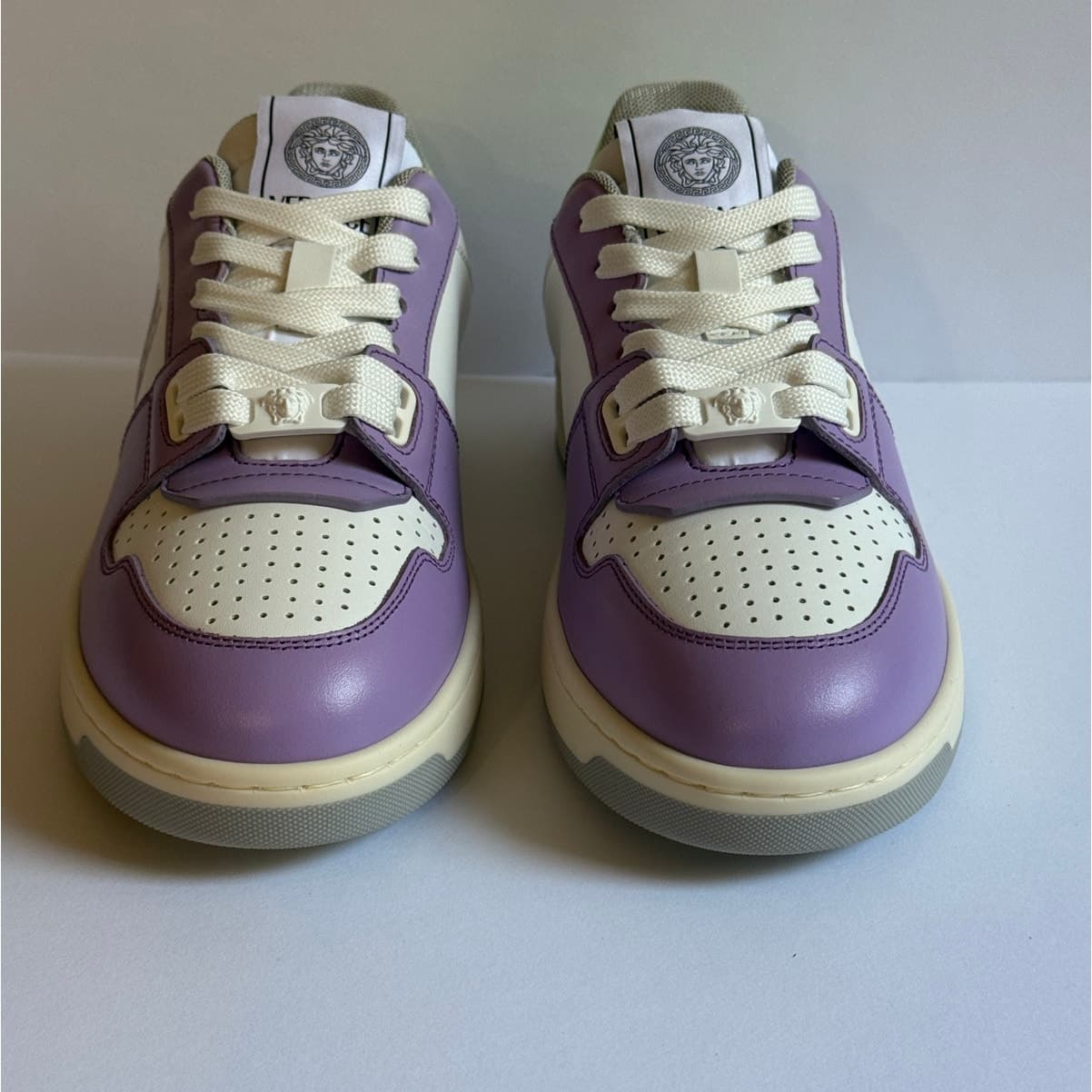 Versace Vitello Tessuto Low Sneakers Baby Violet White EU 35.5 New OG All - Thumbnail 3