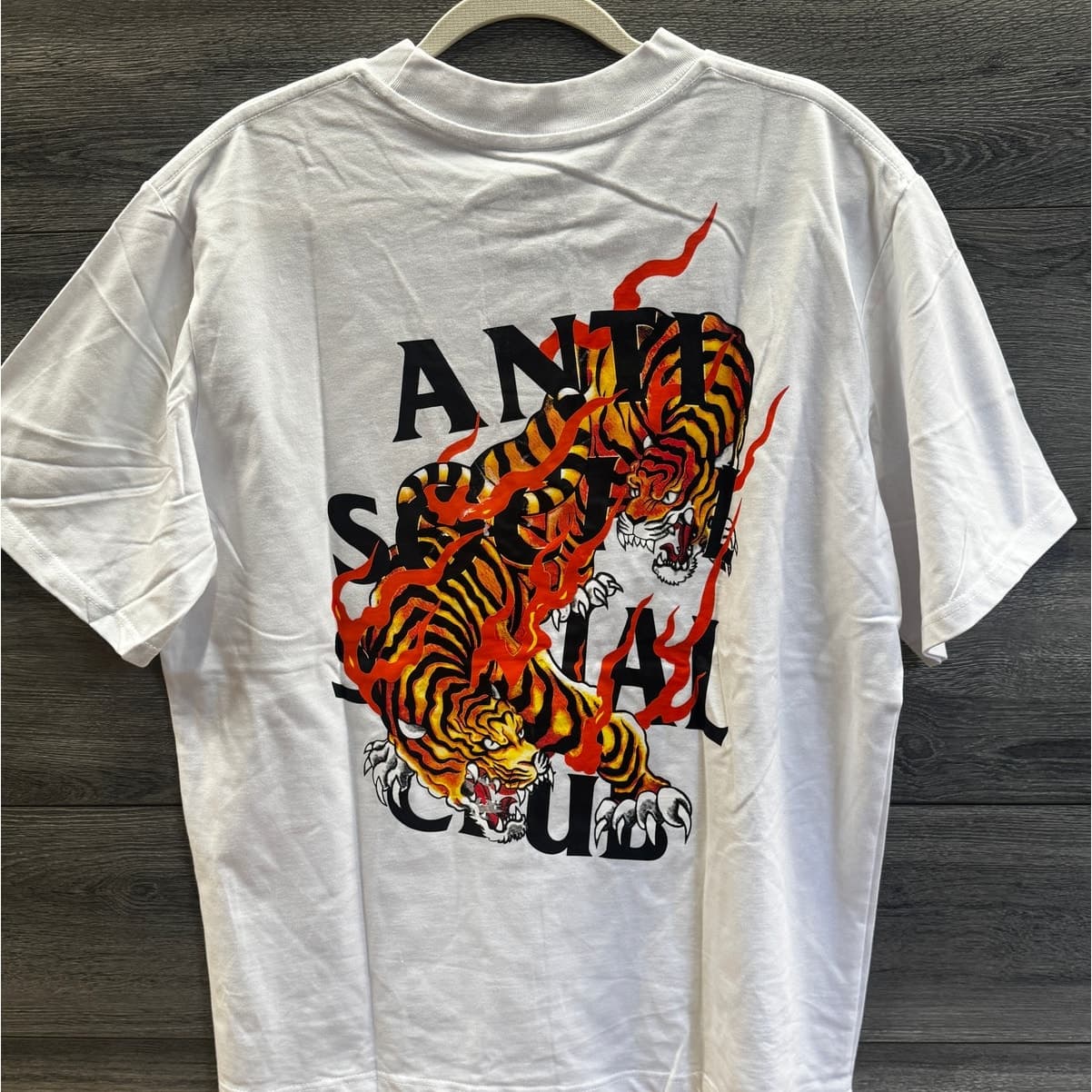 Anti Social Social Club XL Tiger Flame Tee – Brand New, White, Rare Graphic, - Thumbnail 2