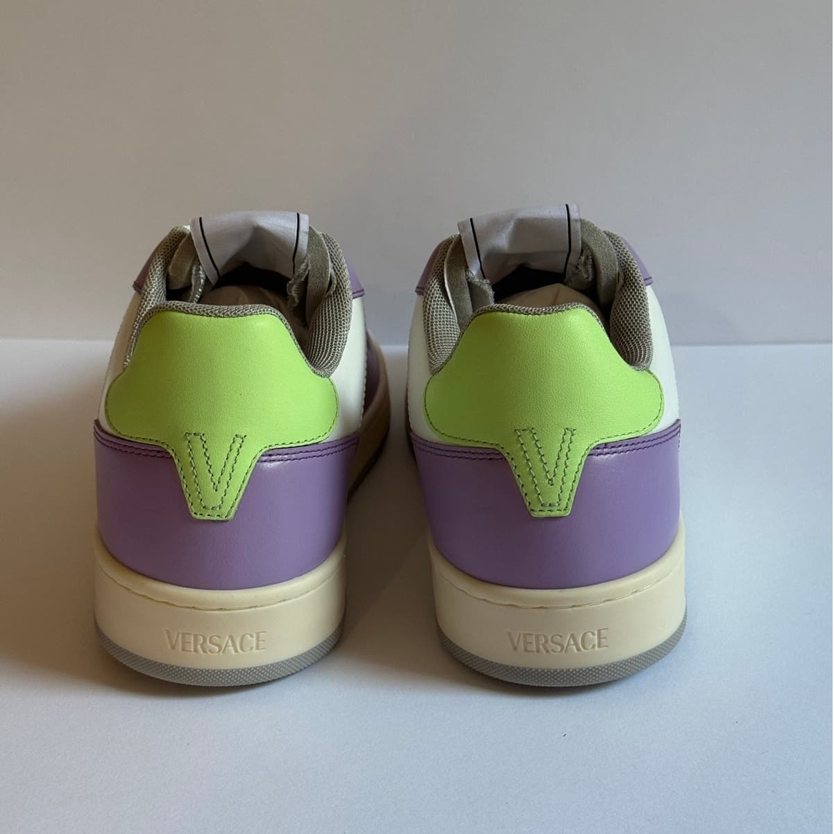 Versace Vitello Tessuto Low Sneakers Baby Violet White EU 35.5 New OG All - Thumbnail 4