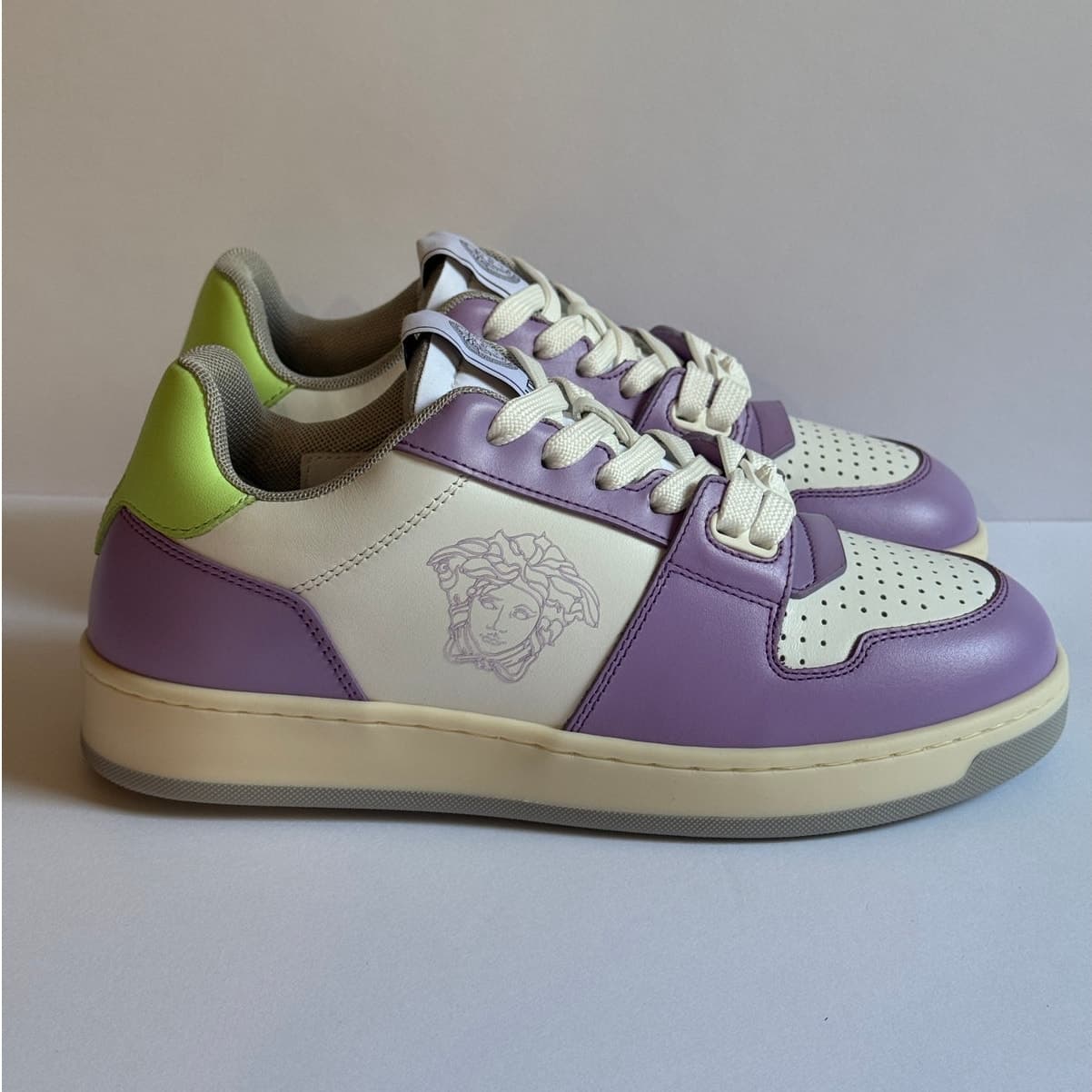 Versace Vitello Tessuto Low Sneakers Baby Violet White EU 35.5 New OG All - Thumbnail 6