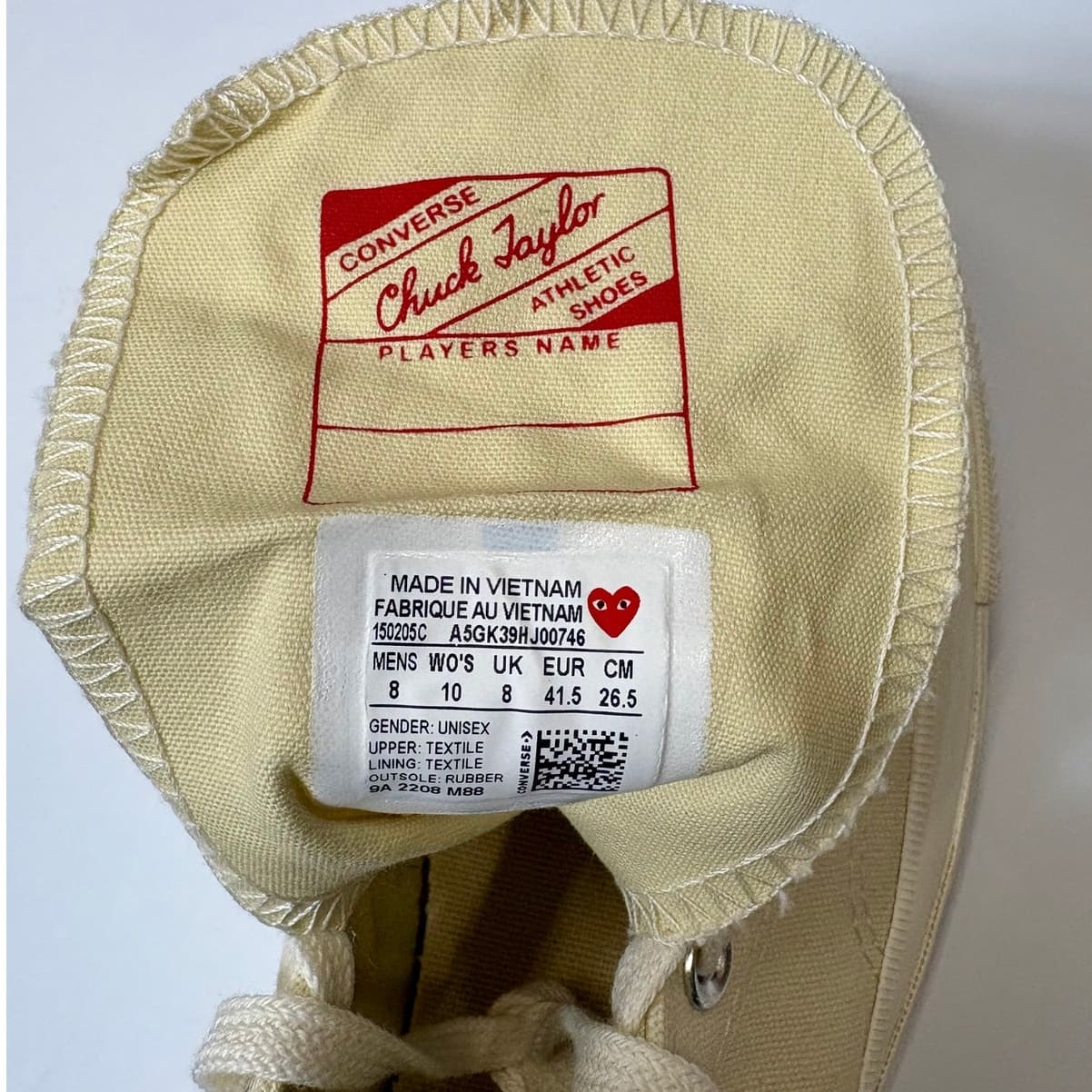 Converse x Comme des Garçons PLAY Chuck 70 Hi Size 8 Cream CDG Heart - Thumbnail 2