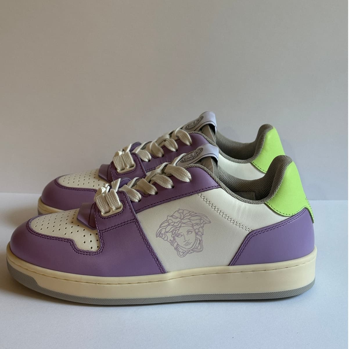 Versace Vitello Tessuto Low Sneakers Baby Violet White EU 35.5 New OG All - Thumbnail 5