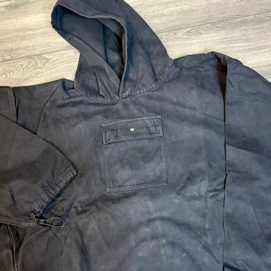 GAP Men’s Black Hooded Pullover Anorak Jacket Size Large Lightweight Streetwear - Thumbnail 3
