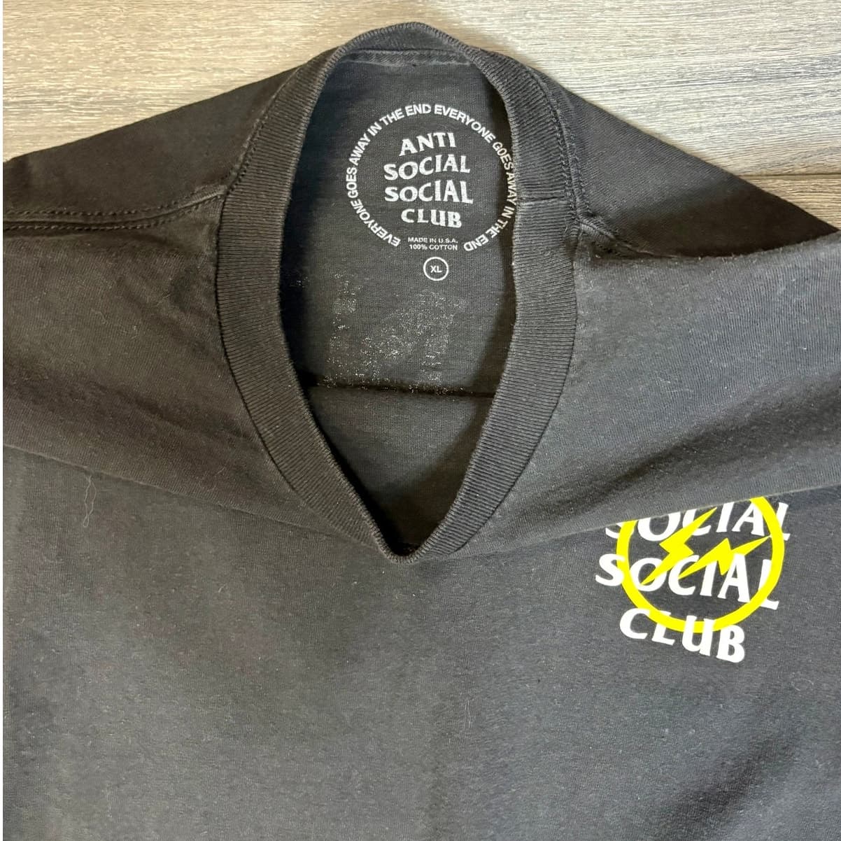 Anti Social Social Club Lightning Logo T-Shirt Black XL Authentic - Thumbnail 2