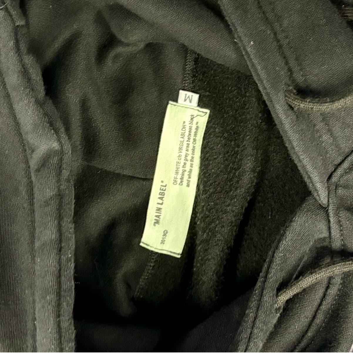 Off-White Mirror Mirror Hoodie Black Medium Virgil Abloh Diagonal Arrows - Thumbnail 4