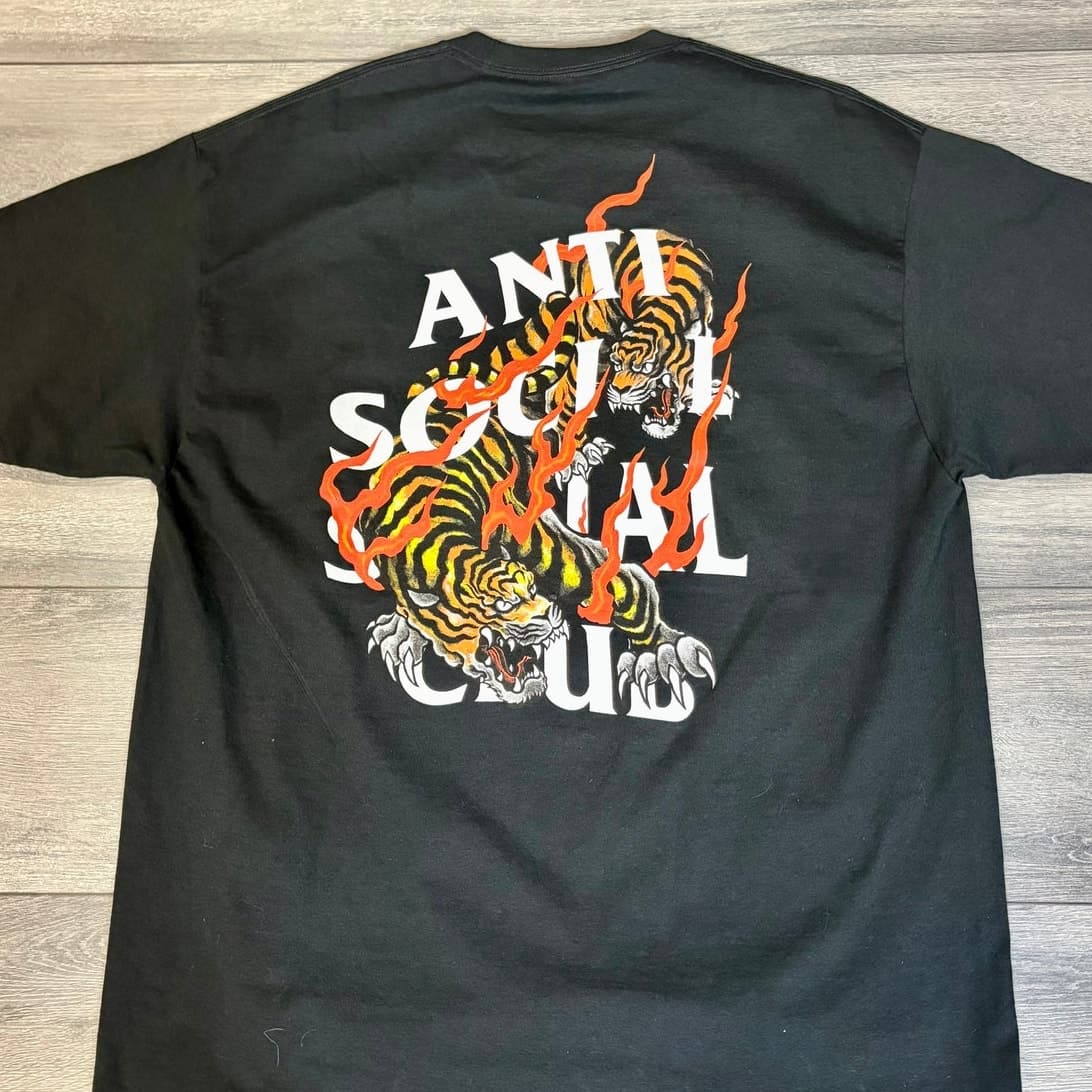 Anti Social Social Club Tiger Flame T-Shirt Black XL Brand New Authentic - Thumbnail 2