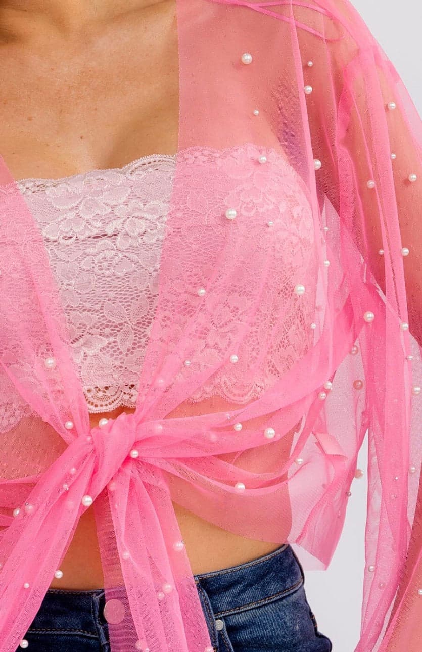 Blush Stardust Tie Top - Small - Thumbnail 2