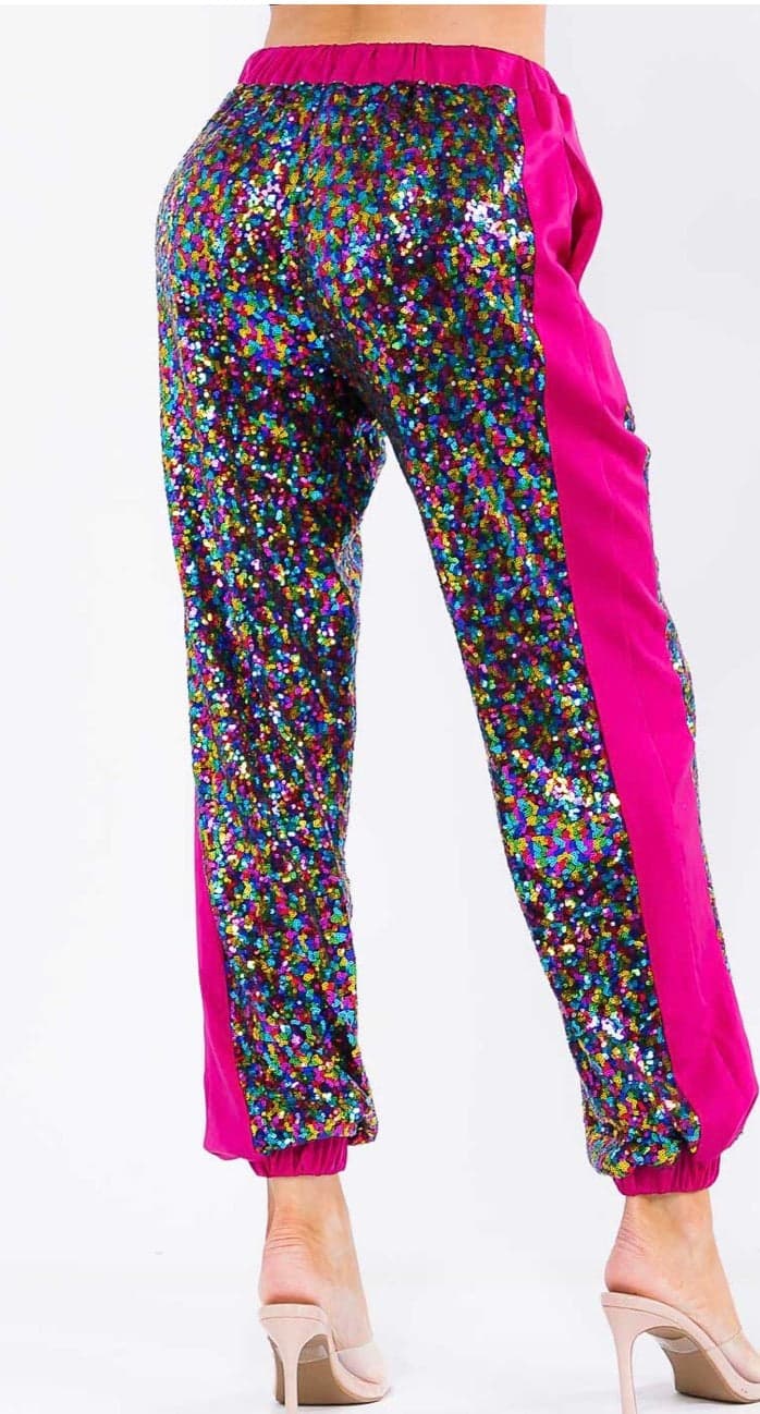 Dancing Through The Lightning Strikes Glitter Joggers - Large - Thumbnail 2