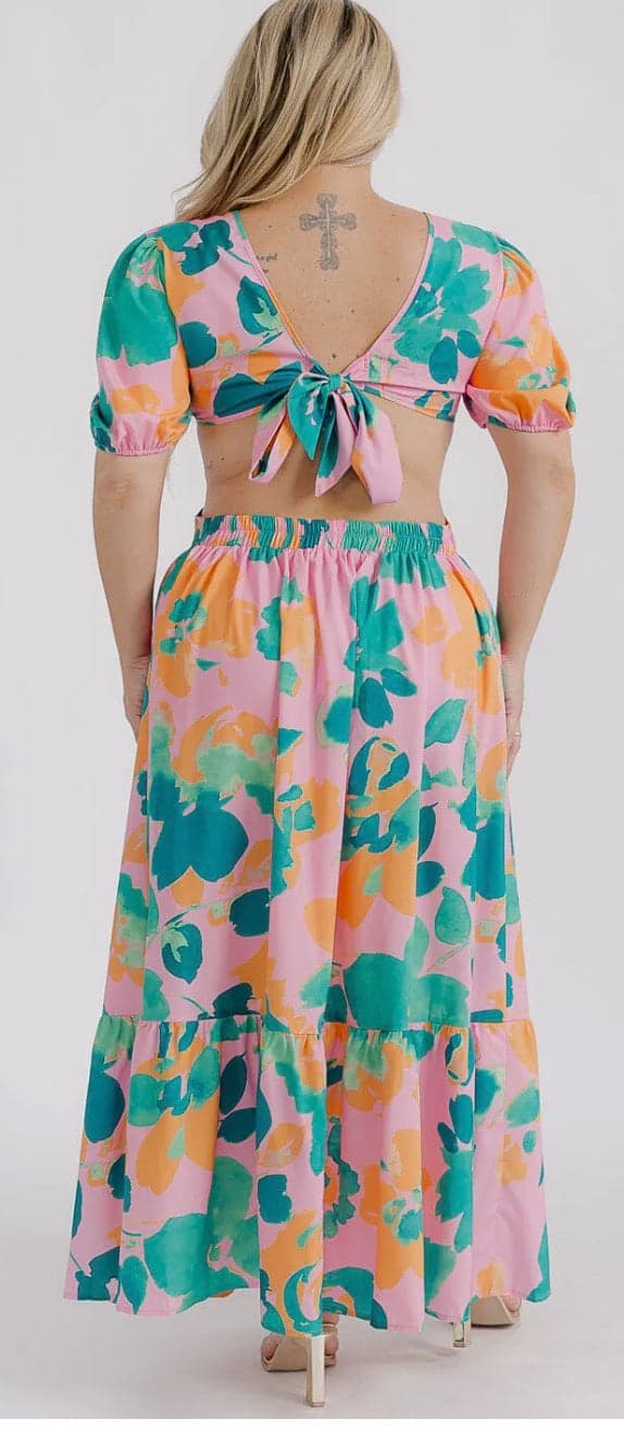 Sunset Bloom Cutout Maxi Dress - 2X - Thumbnail 2