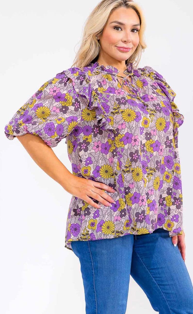 Tea Time Garden Party Blouse - 1X