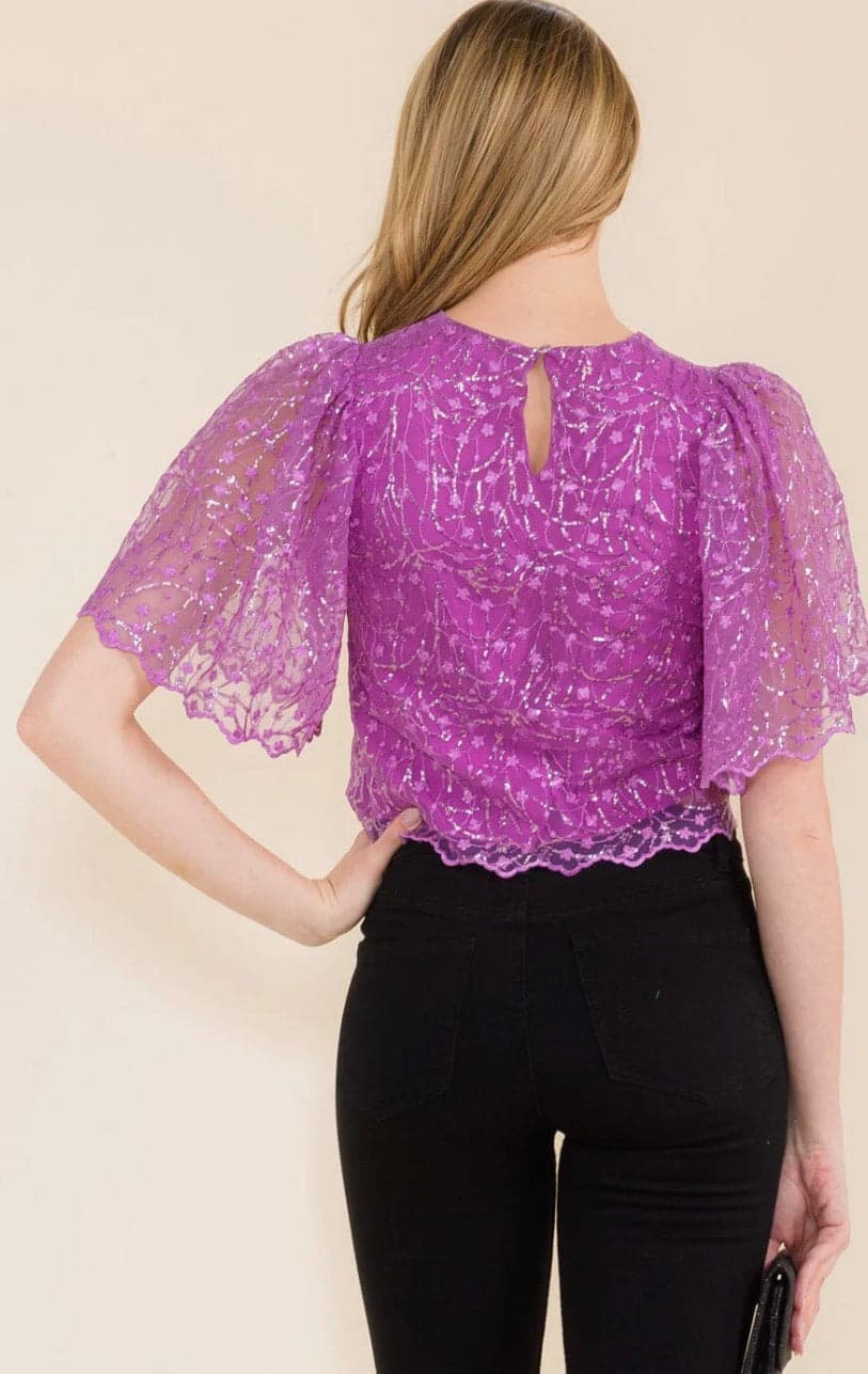 Lavender Lace Dream Crop Top - Medium - Thumbnail 2