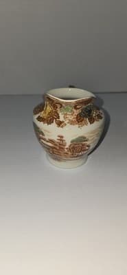 Nasco Mountain Wood-land Ceramic Creamer Brown Glossy Pottery - Thumbnail 3